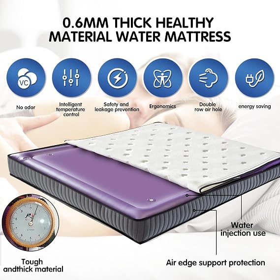 95% Small Wave Waterbed Mattresses-Intelligent Constant Temperature Full Size Water Bed, No Frame Needed Square Waterbed Mattress, Water and Air Dual Purpose Waterbed (Full-54x75)