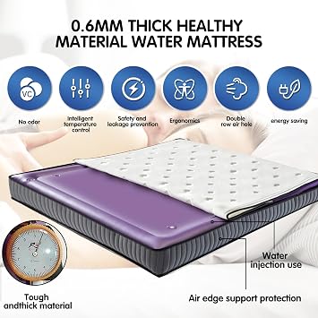 95% Small Wave Waterbed Mattresses-Intelligent Constant Temperature Full Size Water Bed, No Frame Needed Square Waterbed Mattress, Water and Air Dual Purpose Waterbed (Full-54x75)