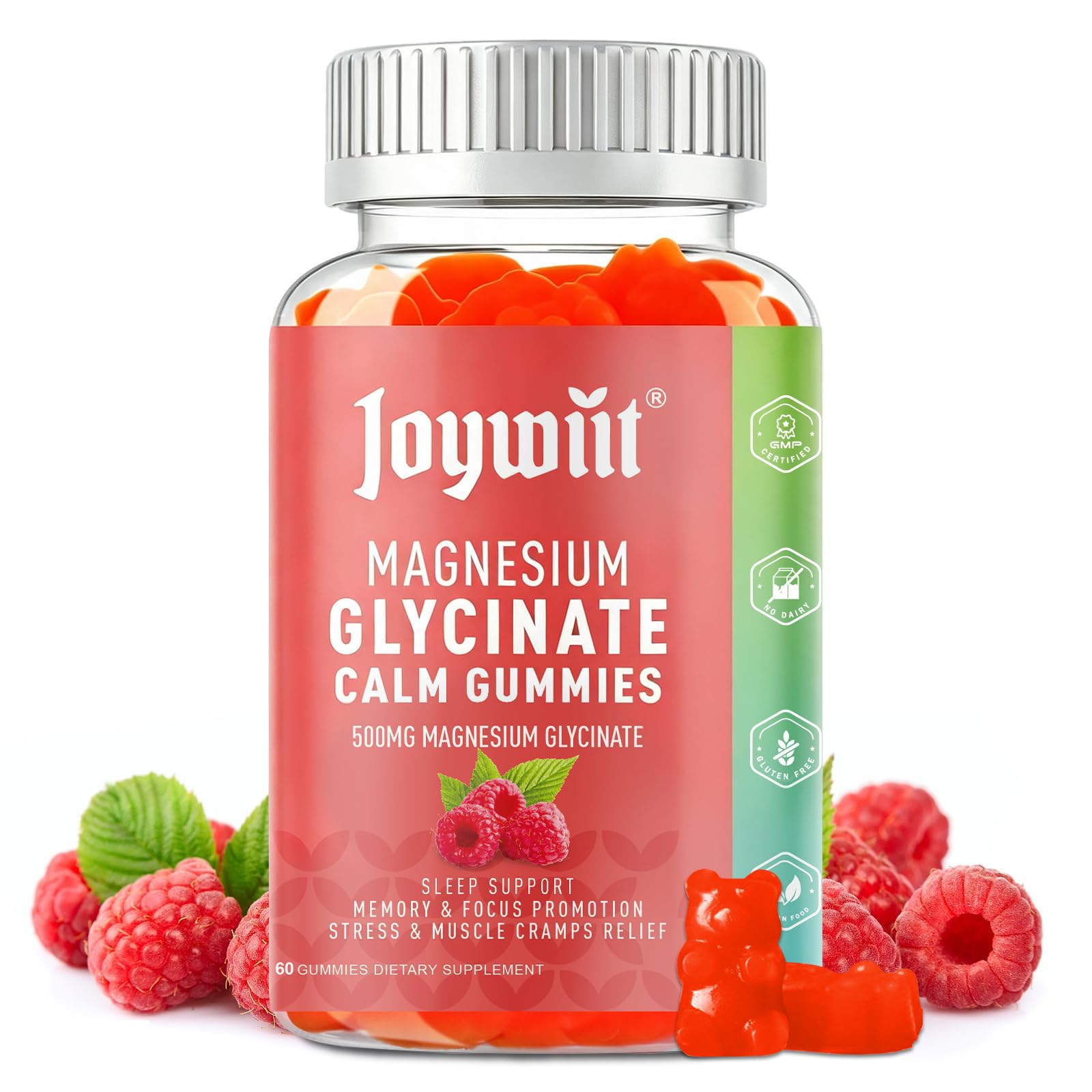 Γλυκινικό μαγνήσιο Gummies 500mg Συμπληρώματα μαγνησίου Gummies, Thereonate 200mg, βιταμίνη D,B6,B12,Calm Mood, ανακούφιση μυών, Nerve Health, υποστήριξη οστών- 60 κόμητες