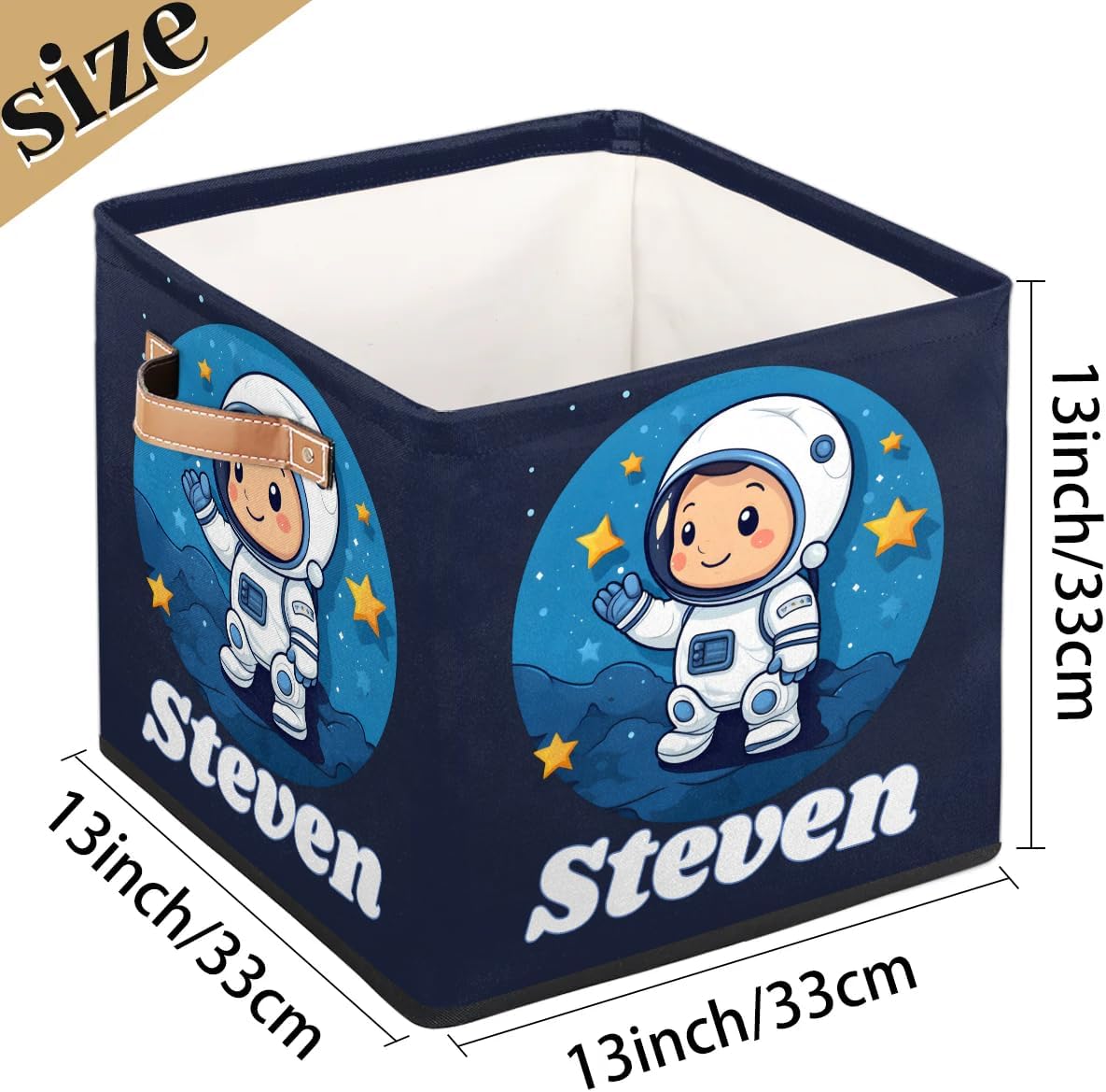 Custom Name Universe Planet Storage Basket Personalized Foldable Space Astronaut Storage Bin with Handle for Kids Boys Clothes Toys Dolls Home Nursery Dorm Bedroom,Cute Astronaut