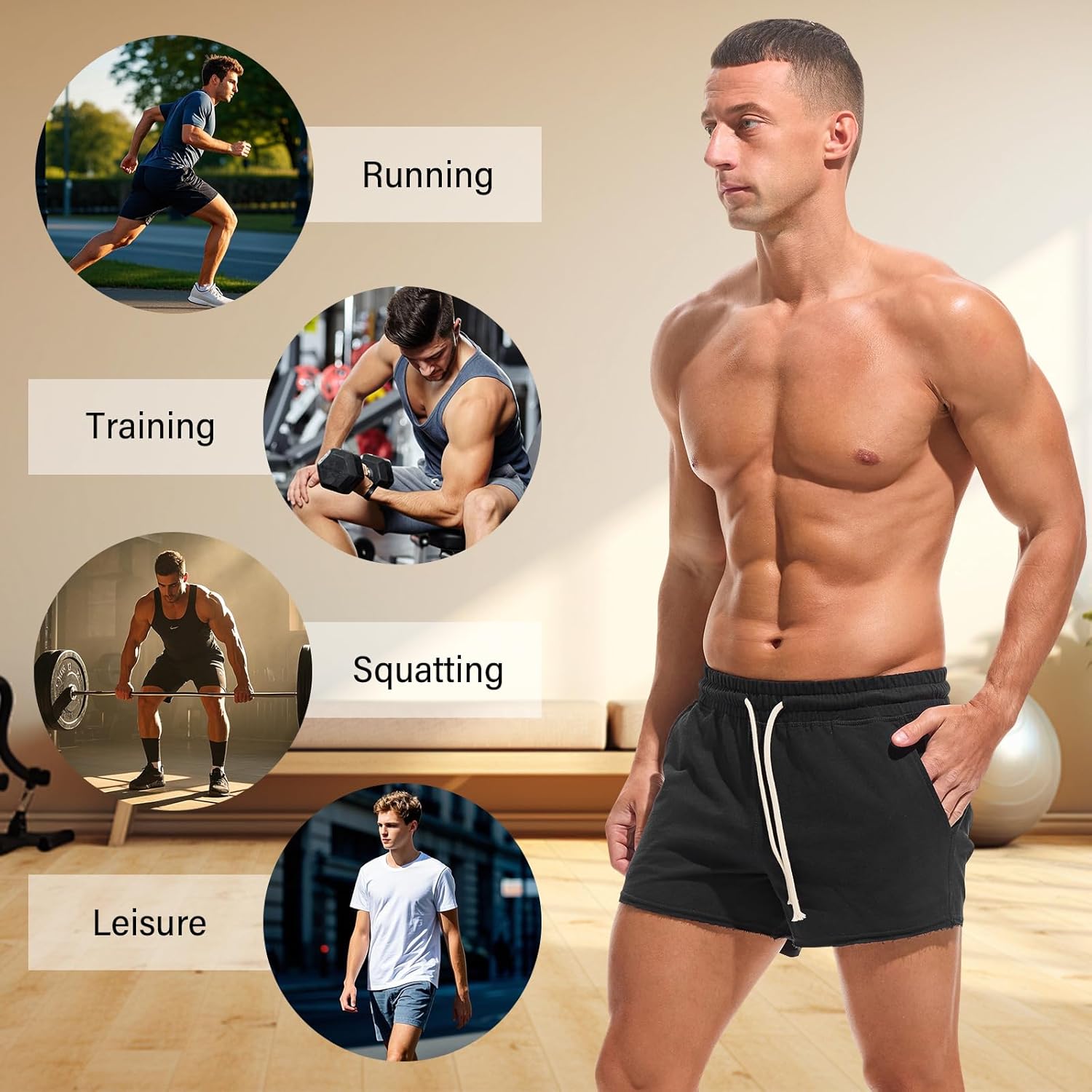 AMY COULEE Mens Workout Shorts 3 inch Cotton Gym Shorts Casual Lounge Short Pants with Pockets - Image 6