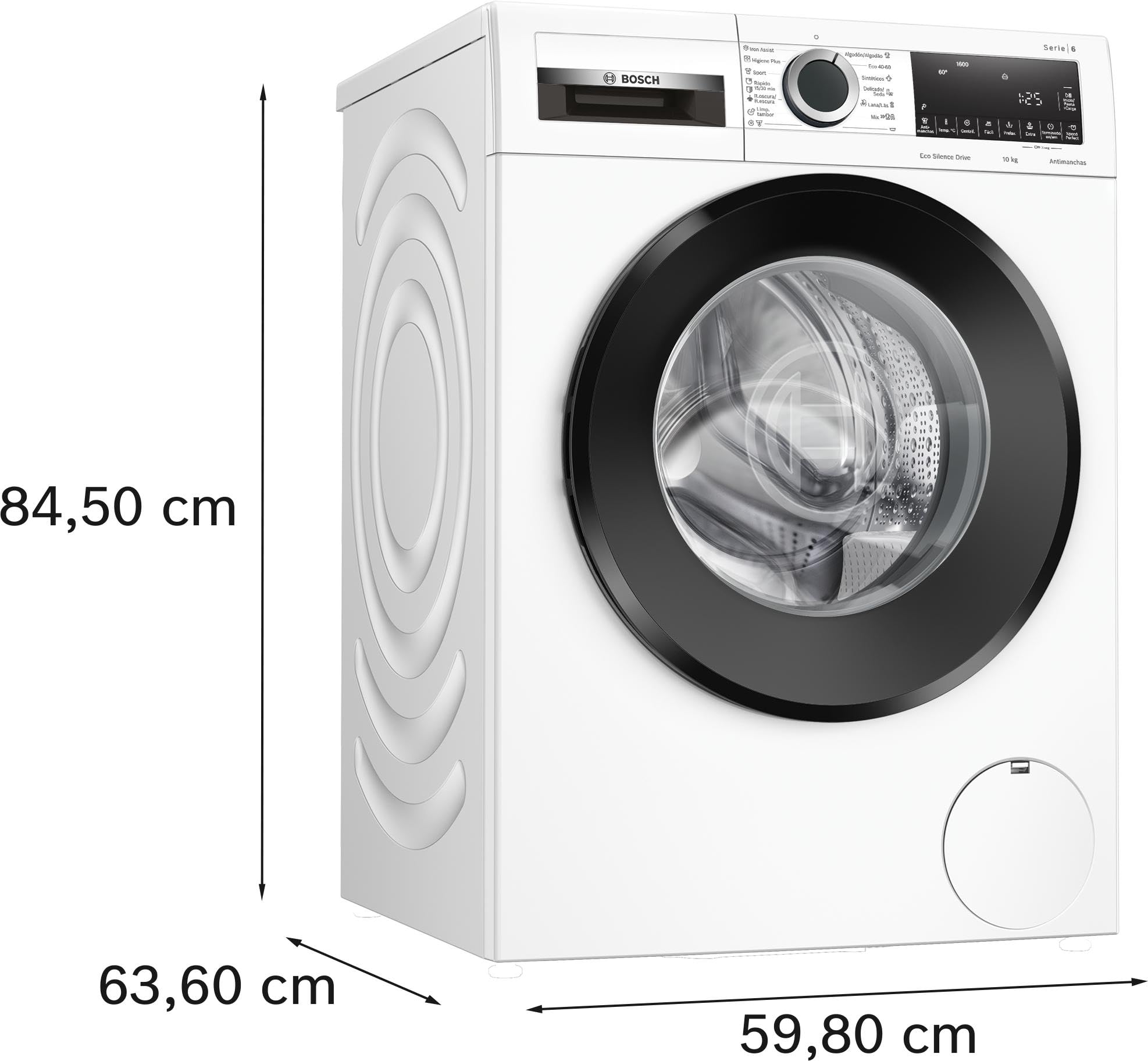 Bosch - Lavadora Libre Instalación, 10 kg, 1600 RPM, Serie 6, Función Pausa + Carga, Blanco, WGG256Z0ES