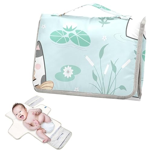 Miniatura 2 de Cambiador de pañales, lindo gato portátil, embrague de pañales con almohada incorporada, cambiador de viaje para bebé con bolsillo inteligente para