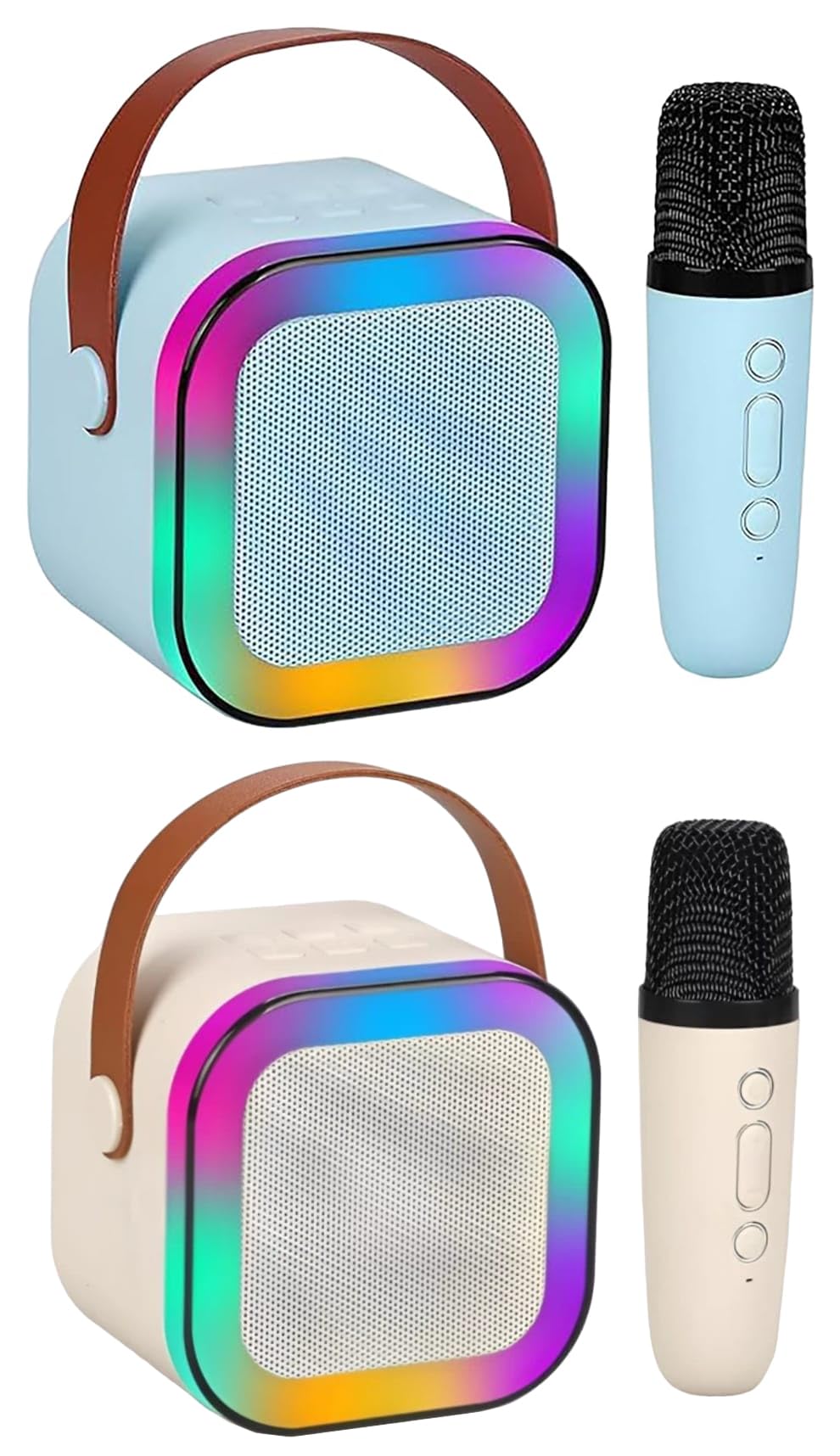 Magicwand® K12【Pack of 2 Speakers】【Blue & Biege 1 Mic】 USB-C-Charging Kids Karaoke Microphone Wireless Bluetooth Speaker with RGB LED Lighting for Kids (B0D8K6HGRW) Amazon Price History, Amazon Price Tracker