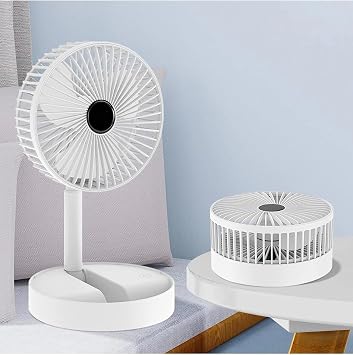 Coverzone Yüksekliği Ayarlanabilir 31cm - 37 cm Taşınabilir Masaüstü Mini USB Fan Şarj Edilebilir Telefon Tutuculu 3 Kademeli Vantilatör Soğutucu Mini Fan (FS-21 - Beyaz)