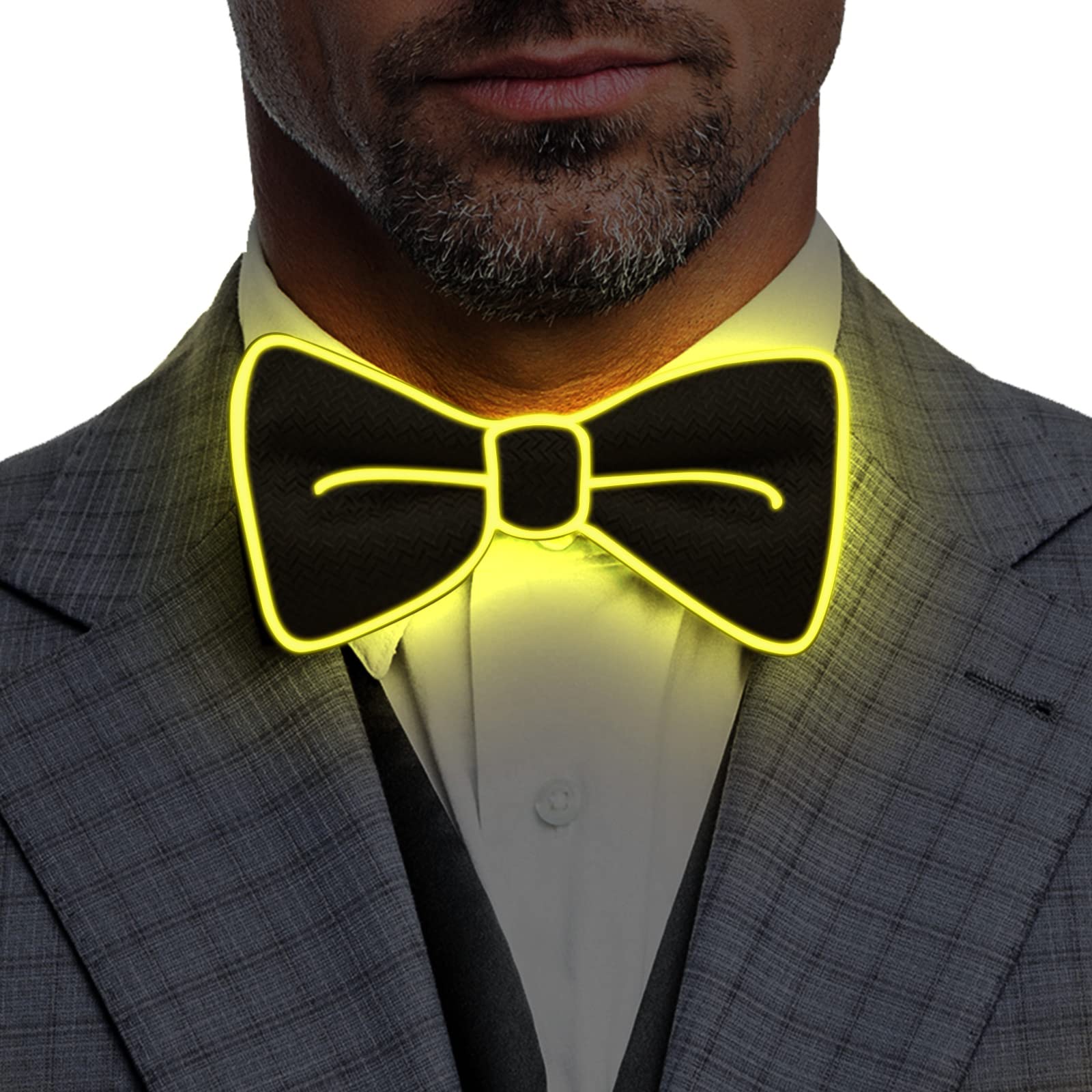 YUANZ 4 Pajarita LED Light Up Pajarita LED Pajarita Ajustable Light Up Pajarita, Novedad Pajarita Party Glowing LED Tie (Amarillo)