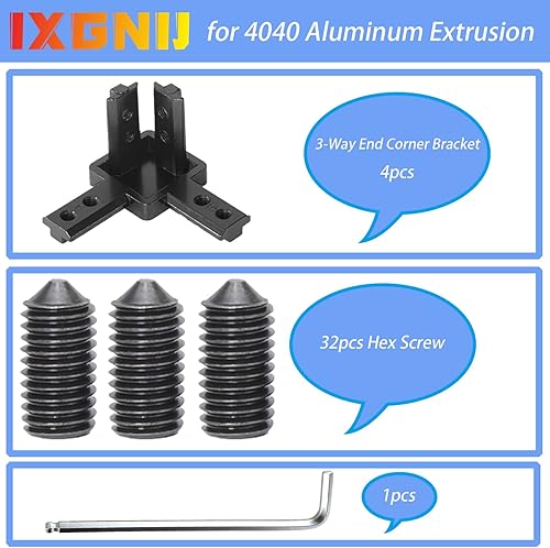 Miniatura 6 de 4Set 4040 3-Vía Soporte de Esquina Terminal con Conector Sólido en Forma de L con Tornillos M6x12mm para Accesorios de Extrusión de Aluminio 4040