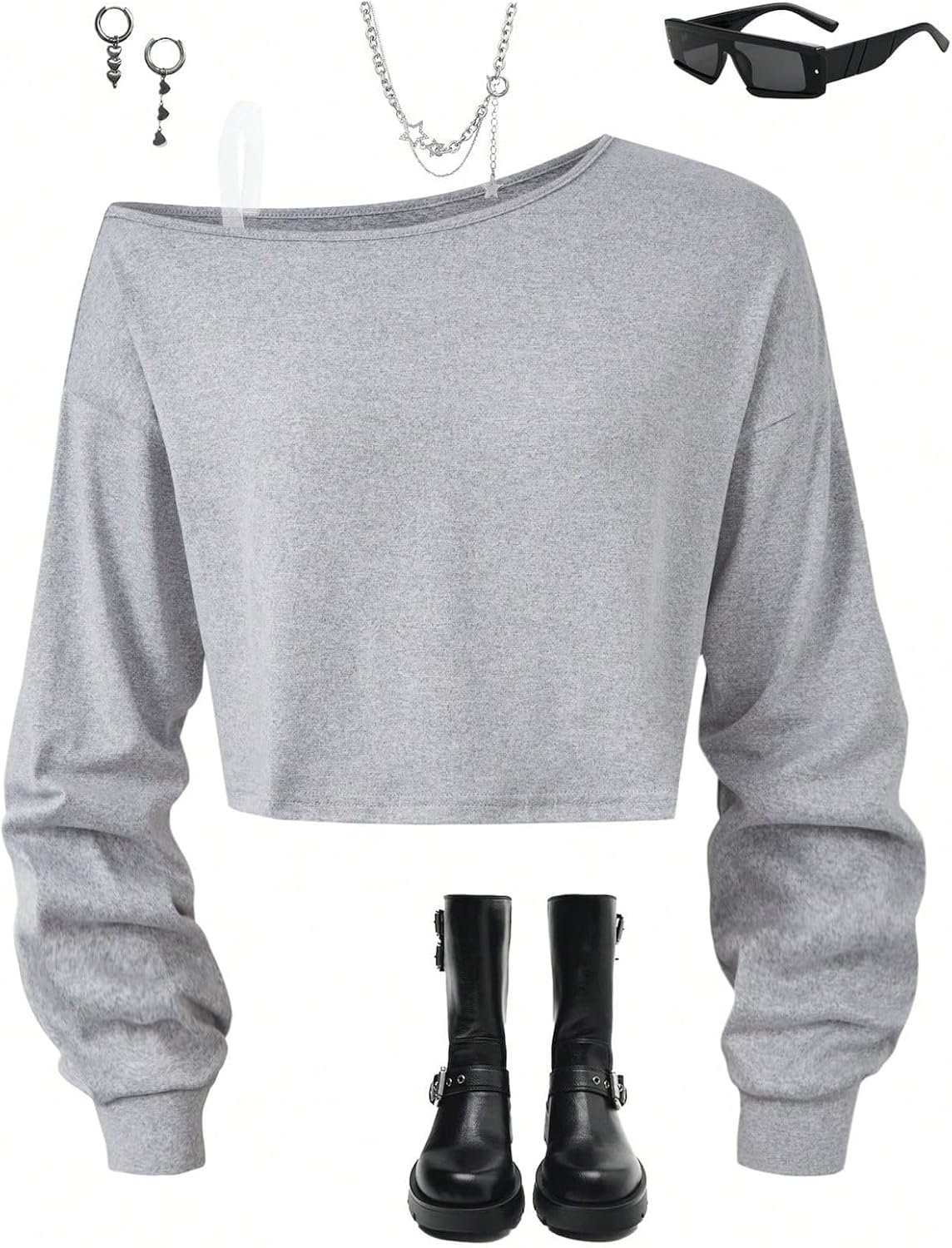 SOLY HUX Girl's Off The Shoulder Sweatshirt Tops Long Sleeve T Shirts Cute Crop Pullover Tops - Image 2