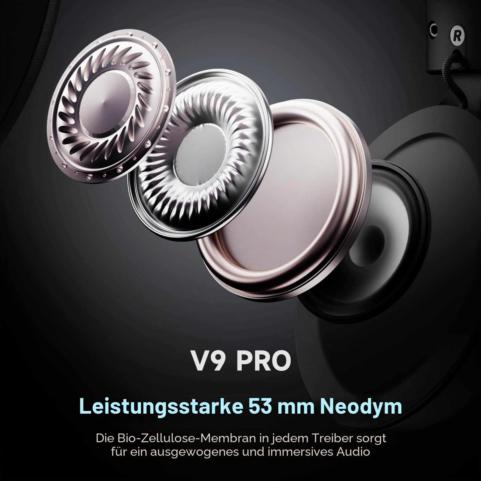 MCHOSE V9 Pro Kabelloses Gaming-Headset, 7.1 Surround-Sound | 53-mm-Neodym-Treiber, bis zu 40 m Reichweite, 15 ms niedrige Latenz, anpassbarer EQ, PC, PS5, Switch