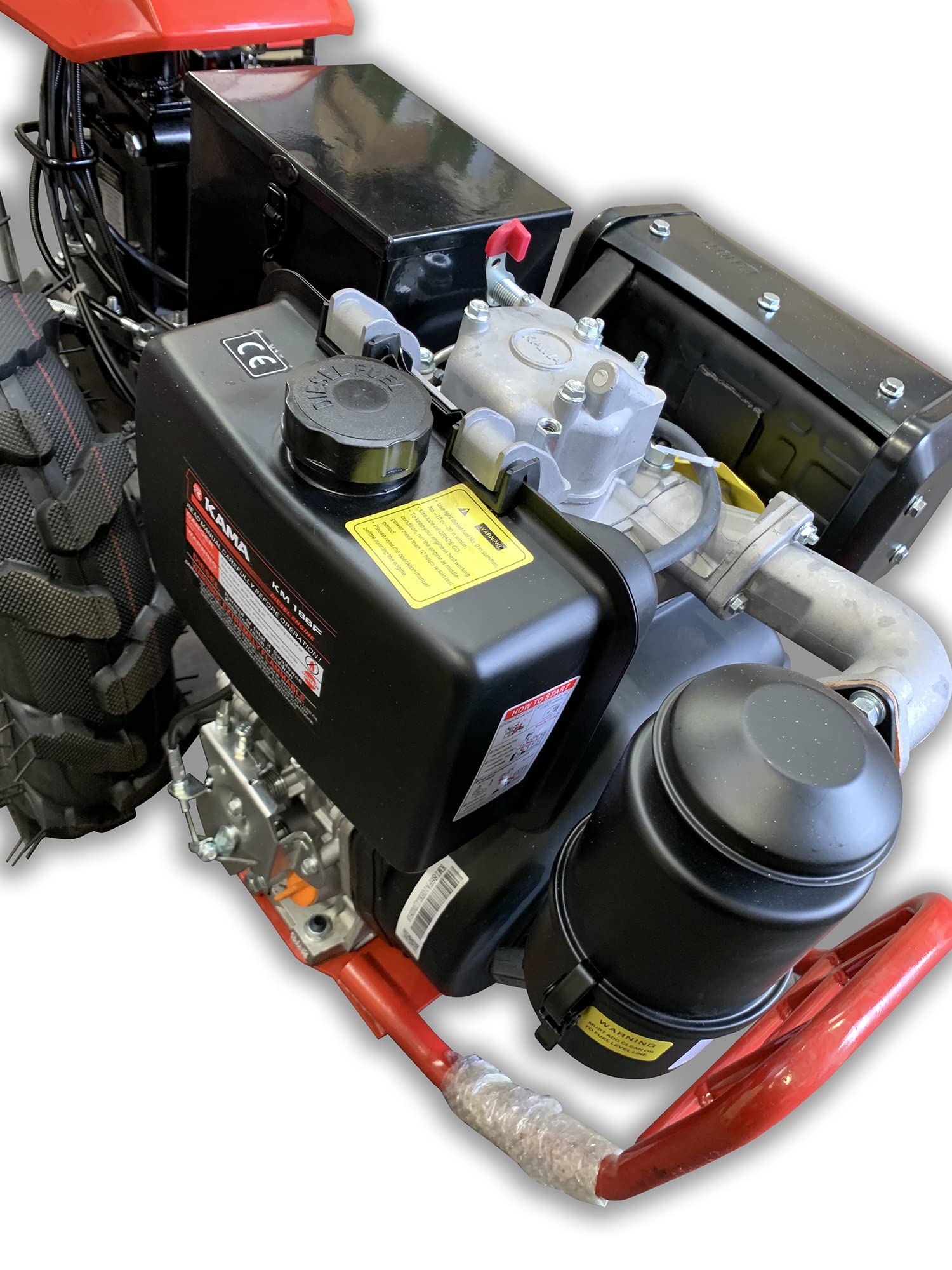Kawapower Motocultor con Motor De 270cc a Diesel 9HP, Rojo