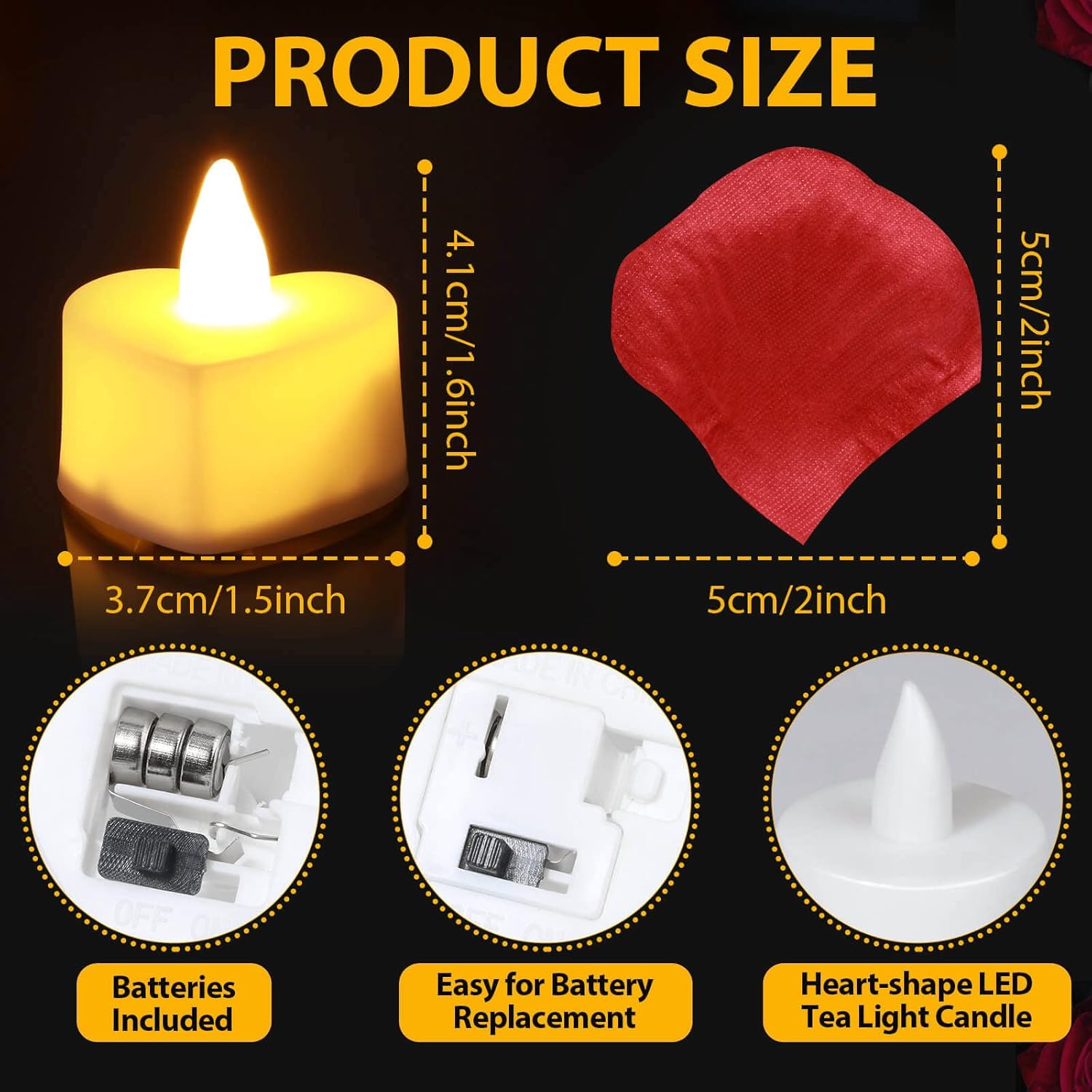 Caffox 3000Pcs Rose Petals with 36Pcs LED Tea Lights Candles, Rose Petals for Romantic Night for Her Set, Romantic Decorations for Special Night, Valentine's Day, Wedding, Anniversary Decorations - Image 4