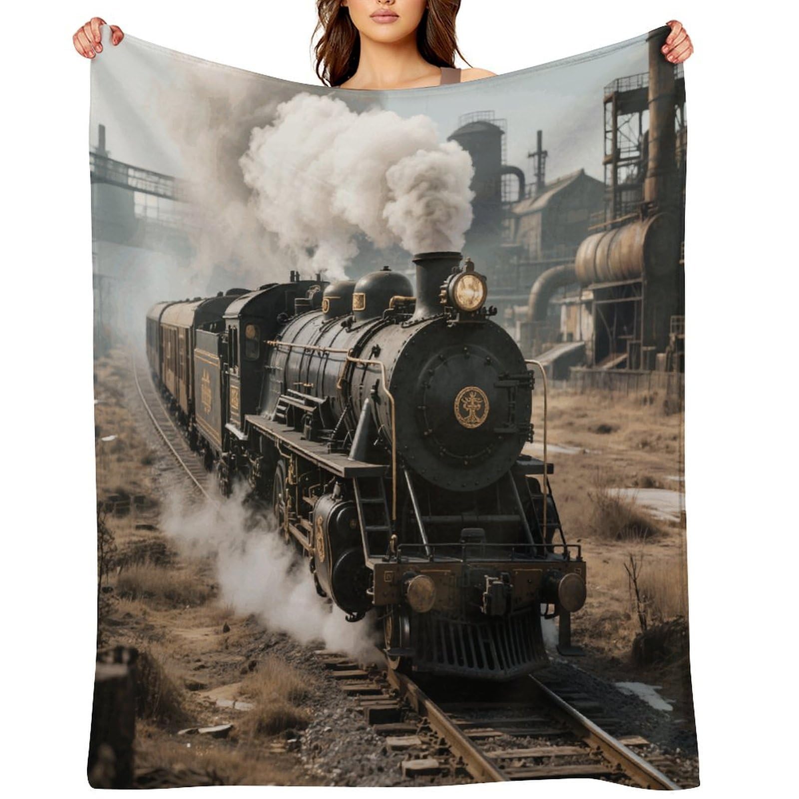 Steam Train Throw Blanket for Couch and Bed Super Soft Warm Lightweight Throw Blankets Cozy Fuzzy Flannel Blanket Personalized Decorative Blankets for Sofa Decor 30"x40"