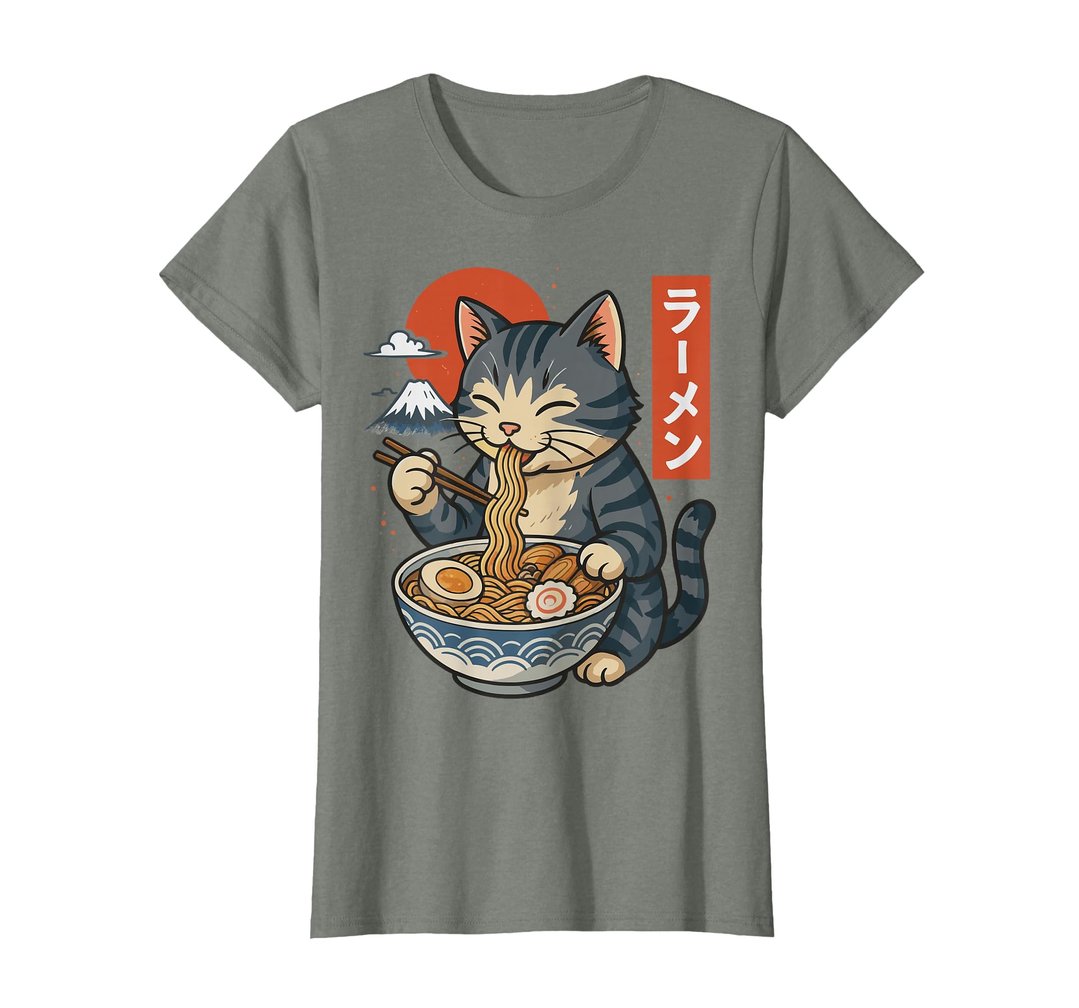 Anime Cat Eating Ramen Retro Kawaii Ramen Cat T-Shirt