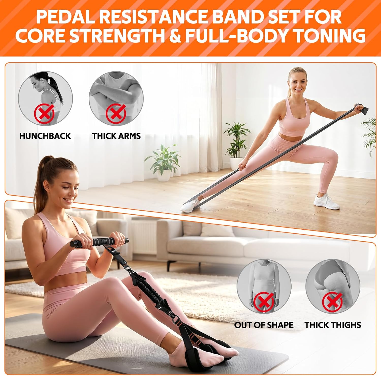 Upgraded Durable Pedal Resistance Band Set with Handle,Exercise Equipment