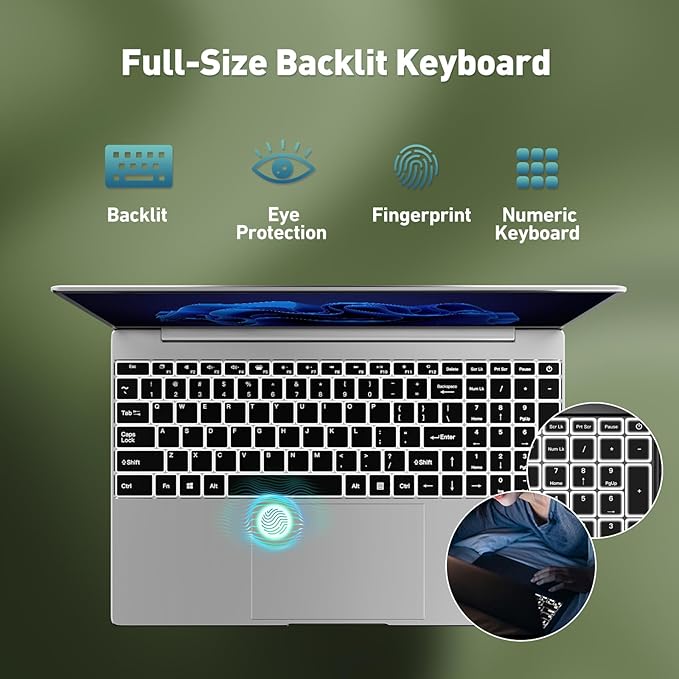 VAIZMOYE B14 Notebook 15.6" FHD Intel N95 8GB RAM 256GB SSD Win11 miniatura 4