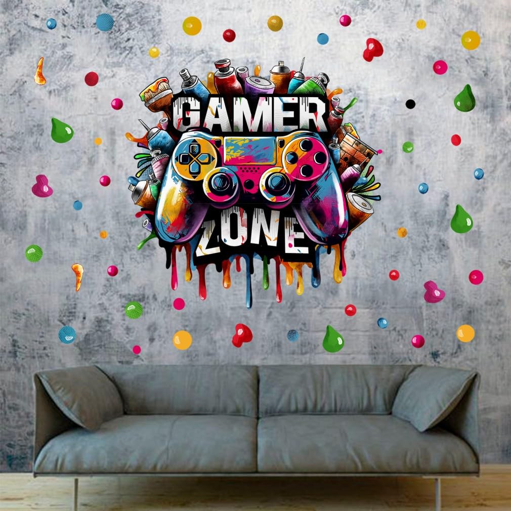 Amazon.com: YIMEHDAN Large 3D Graffiti Gamer Zone Wall Decals