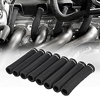 Vista 1 de Cable de bujía de protección contra el calor de la manga de 2500 ° de la bujía protector de arranque Botas Wrap para SBC BBC 350 454 8 piezas tapas