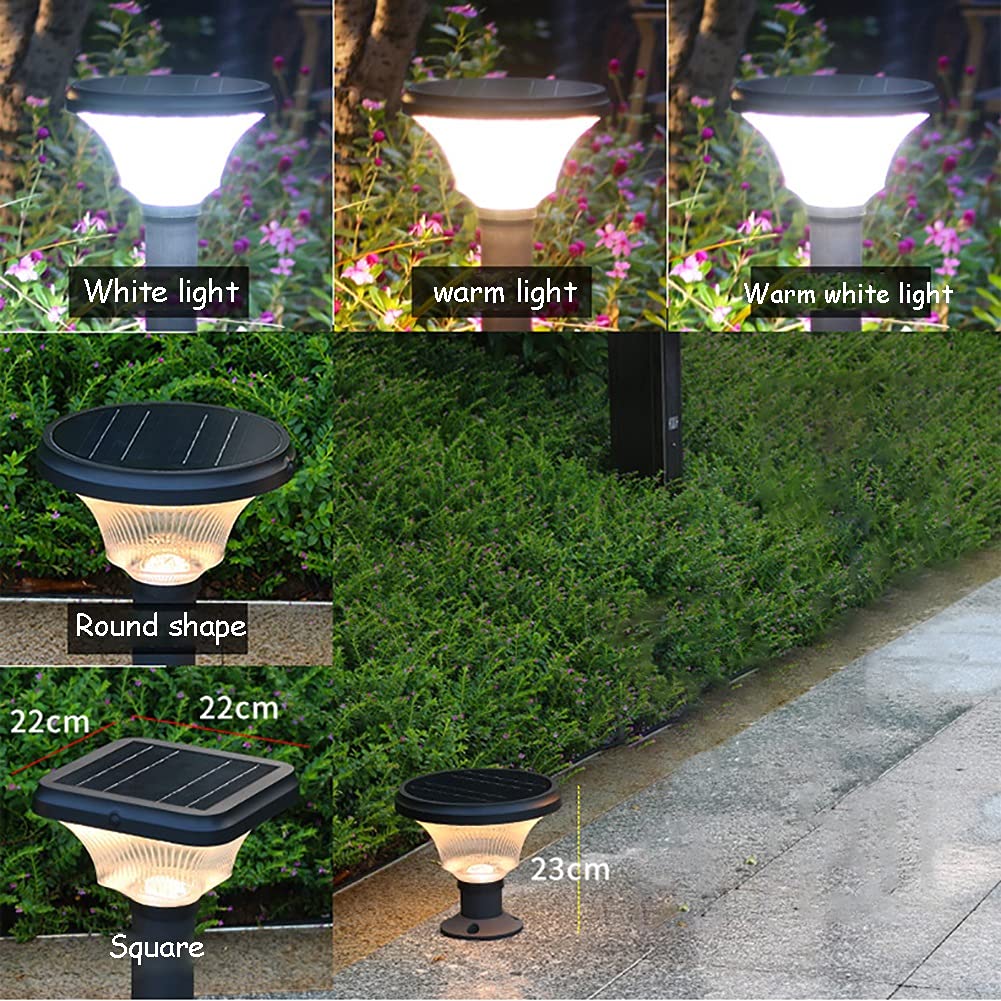 Lampy słupkowe na zewnątrz, światła ogrodowe oświetlenie tarasu światła solarne na zewnątrz z 3 trybami światła LED solarne światła słupkowe wodoodporne dekoracje ogrodowe na ogrodzenie ogrodowe patio drewniane słupki (kolor: ciepłe oświetlenie)