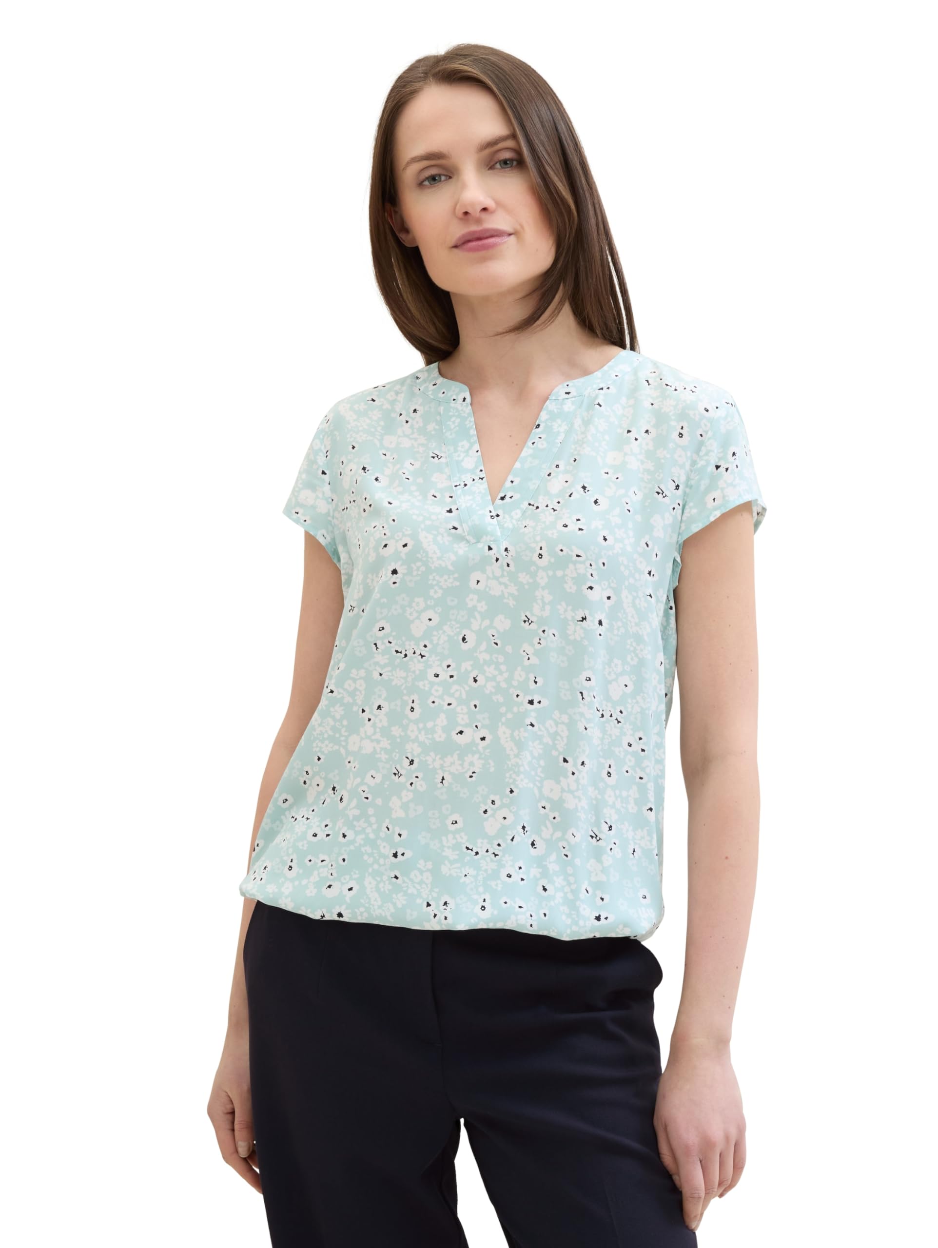 TOM TAILOR Damen Kurzarm-Bluse mit Muster