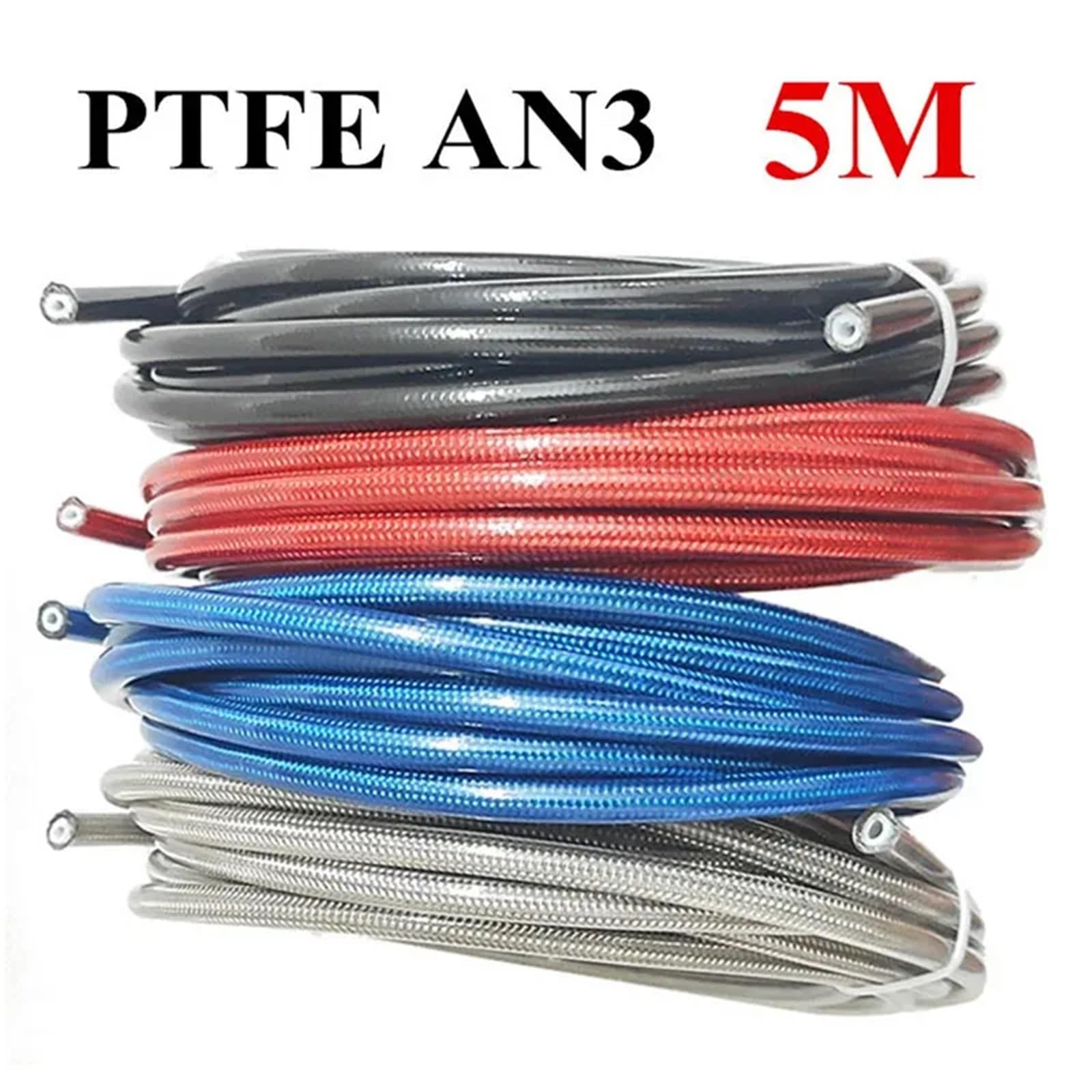 rura hamulcowa Przewód Hamulcowy Motocyklowy AN3 5m/partia, Pleciony, Ze Stali Nierdzewnej, PTFE, Wąż Hydrauliki Płynowej, PTFE(PTFE Blue)