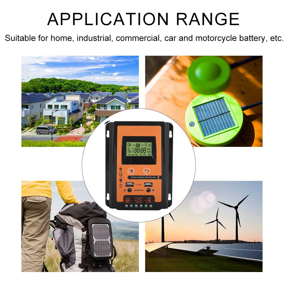 Regolatore di Carica Solare MPPT, Fydun 12V / 24V 30A 50A 70A Regolatore di Carica Pannello Solare Doppia Batteria Intelligente con Doppia USB Display LCD (30A)