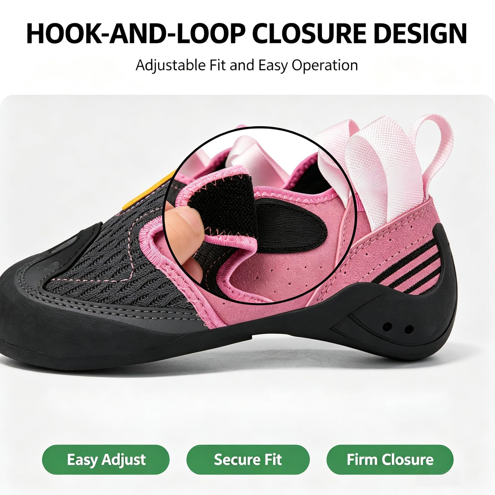 Zapatos de escalada Goma pegajosa Zapatillas Entrenamiento Boulder Modelo slip-on Refuerzo en la puntera Tallas: 32-44 Con cinta adhesiva FáCil De Poner Quitar para Gimnasio y Escalada
