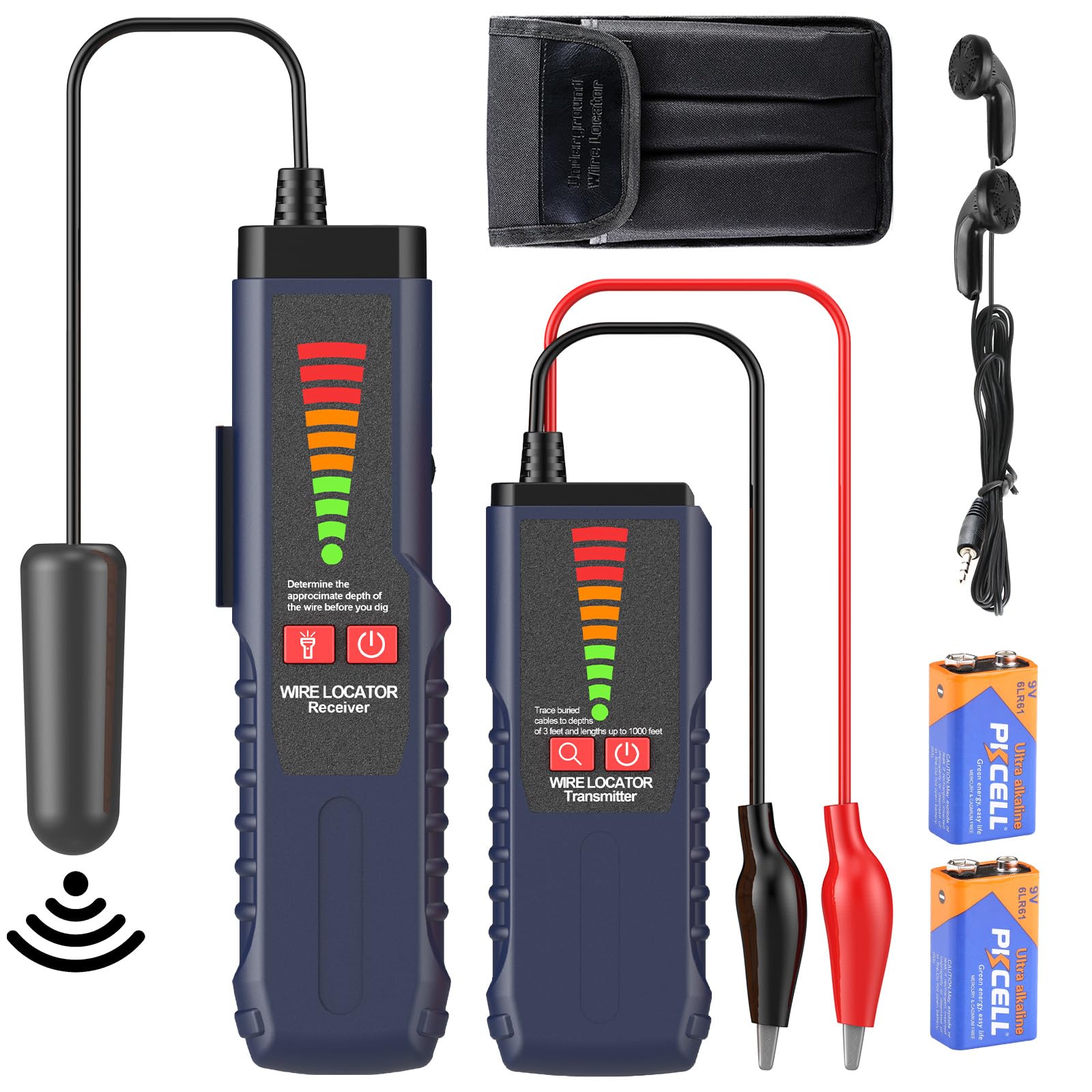 Localizzatore di cavi sotterraneo, tracciatore di cavi F04 con sonda e auricolare, tester per localizzare rotture nella recinzione del cane, controllo dell'irrigazione e cavi elettrici