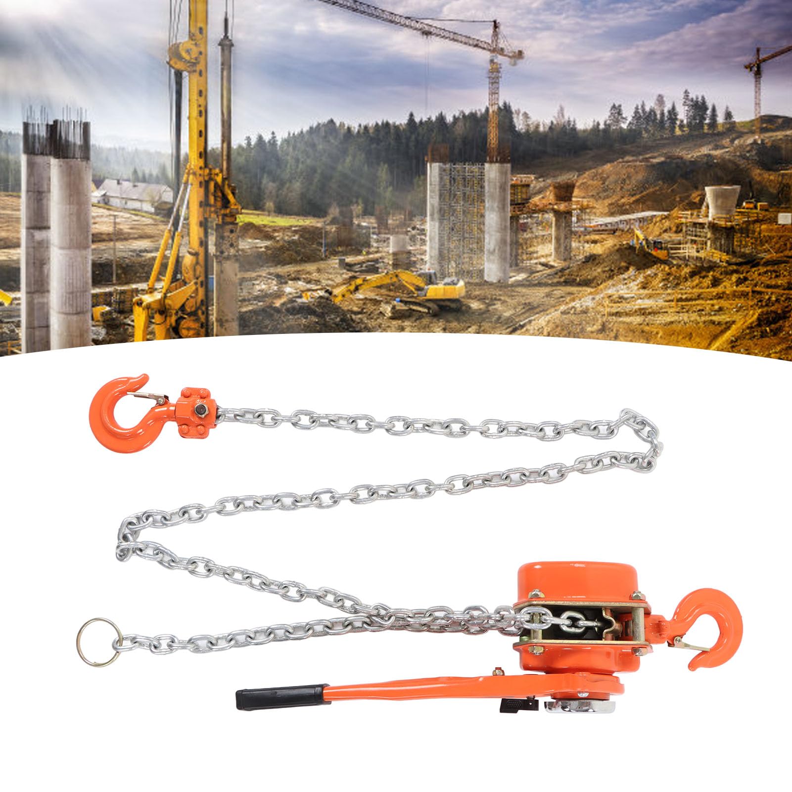 KIMISS Azulador de Cadena de Palanca de Grado Industrial 1.5T 3300LB Capacidad de Carga de 2.5m Azulador de Cadena de Trinquete Manual para la Construcción de Transporte - Diseño Ergonómico - Haists