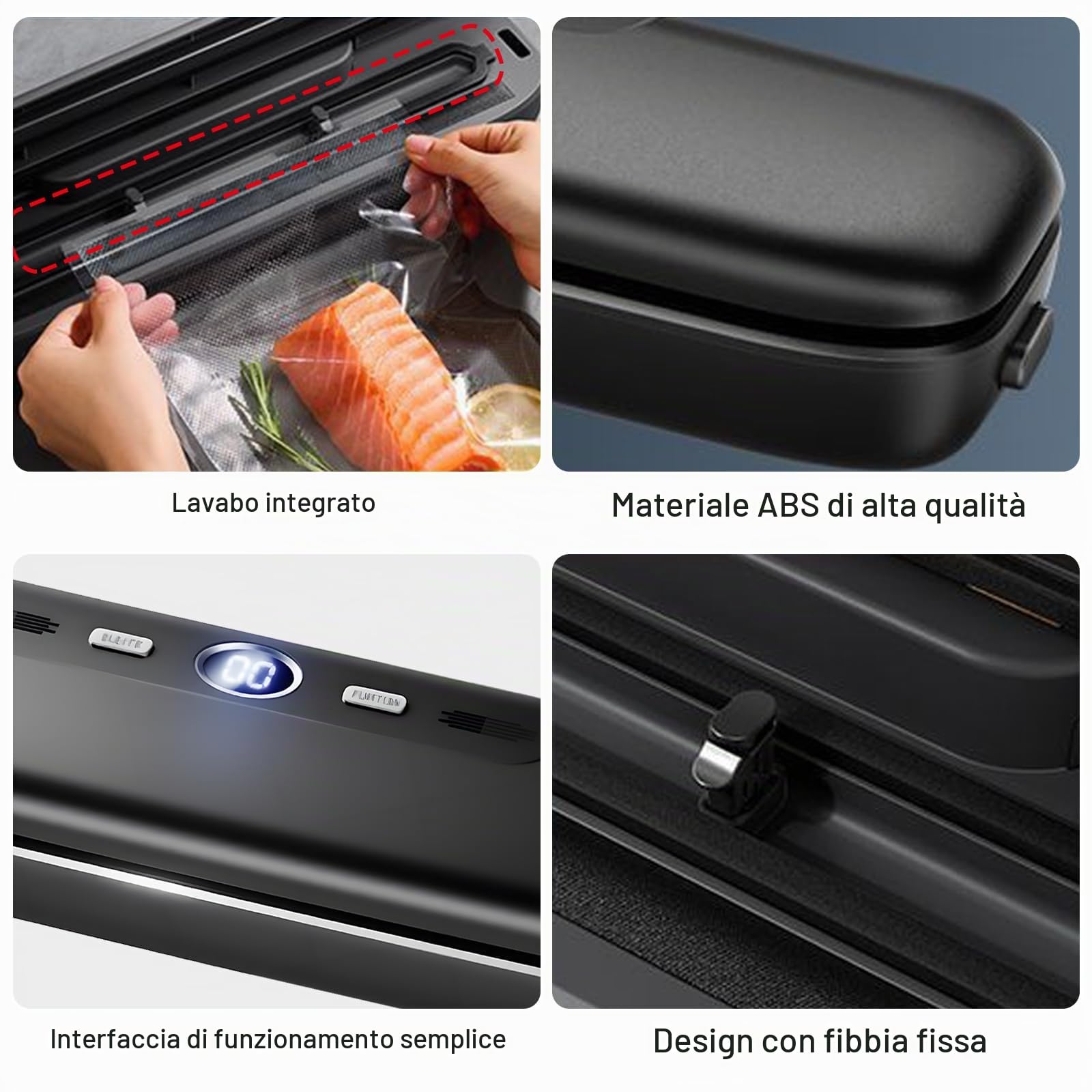 Macchina per sottovuoto 60 KPA, macchina sottovuoto, saldatrice sottovuoto, mini sottovuoto, sigillatrice sottovuoto one-touch, macchina sottovuoto compatta con 10 sacchetti sottovuoto per umidità