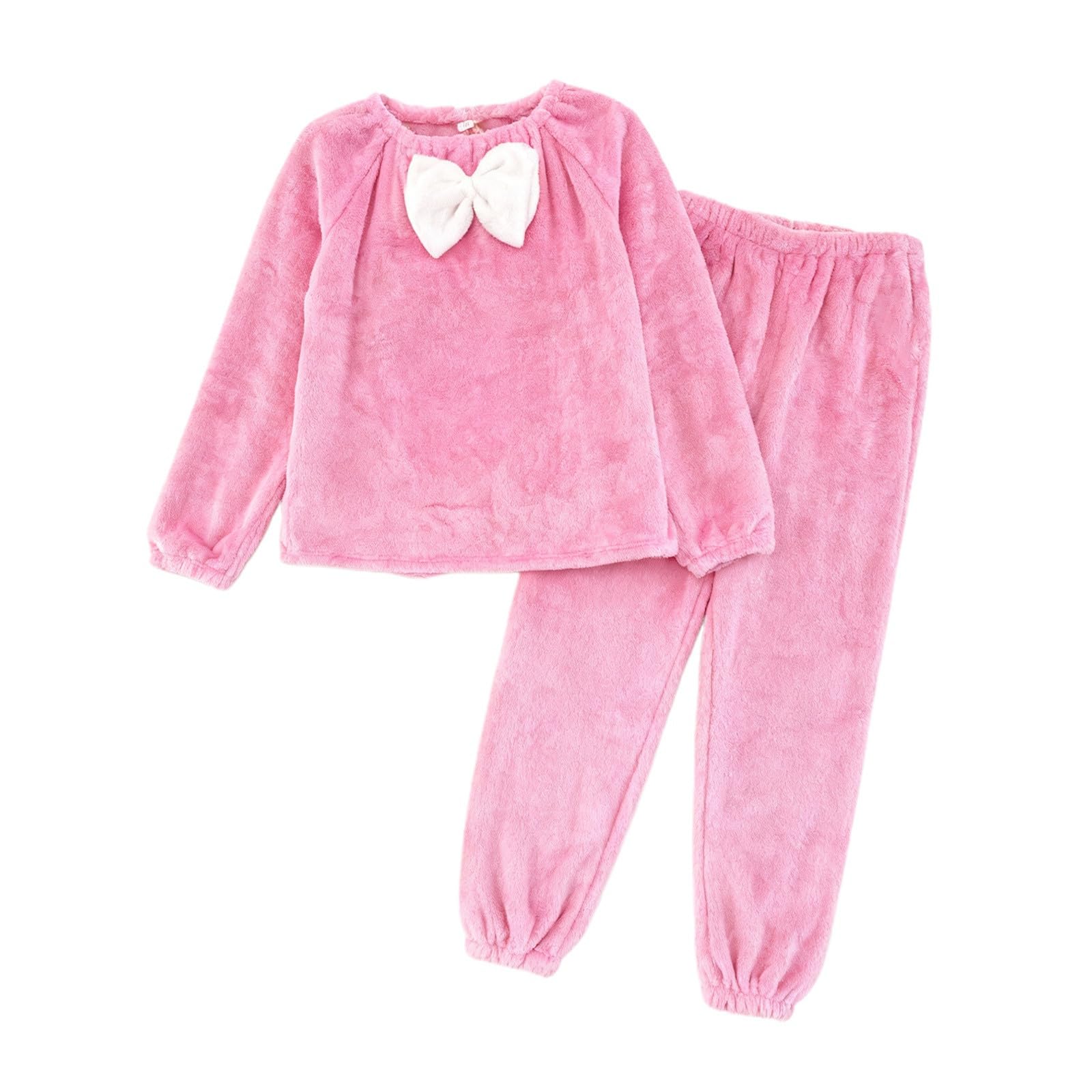 Generisch 2026 Pijama de franela de manga larga con detalle de lazo Pantalones suaves, acogedor traje de dormir de invierno de dos piezas