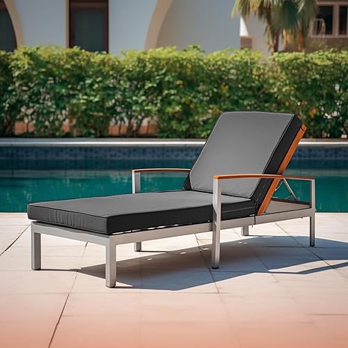 Miniatura 6 de RULAER Cojín para tumbona de 72 x 21 x 3 pulgadas para muebles de exterior, cojín grueso resistente al agua, cojín antideslizante de doble ribete