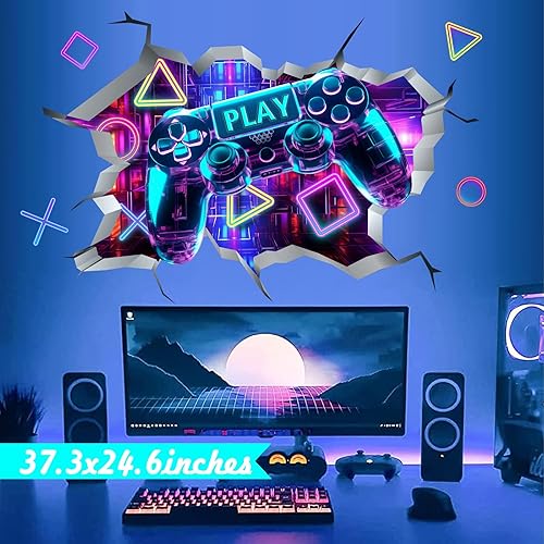 Miniatura 7 de Calcomanías de pared de juegos para niños, dormitorio, sala de juegos, decoración de pared, calcomanías de despegar y pegar, control de juego,