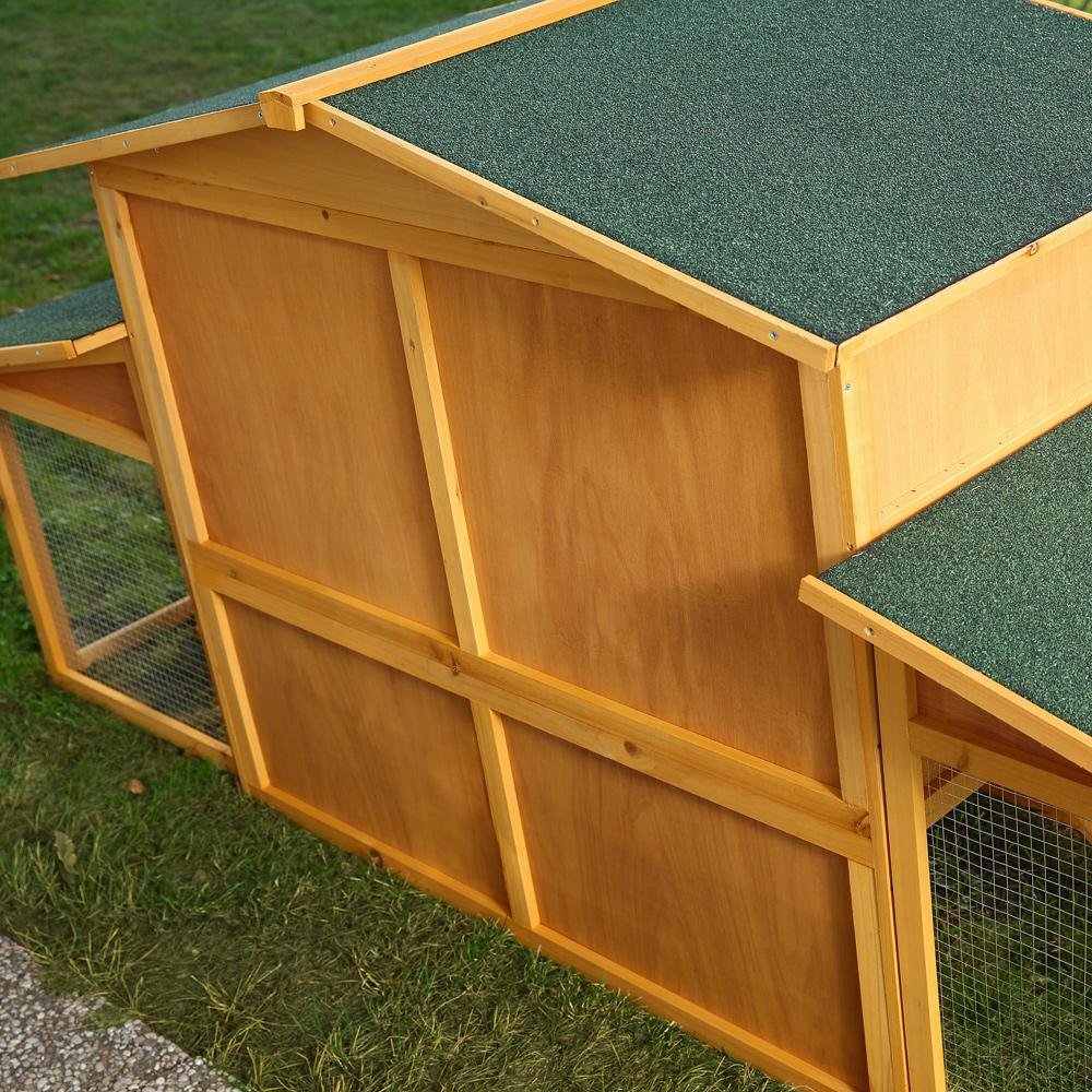 Melko® - Conigliera XXL per piccolo animale domestico con recinto, ca.215 x 73 x 100 cm, in legno, incl.2 rampe + 2 cassetti