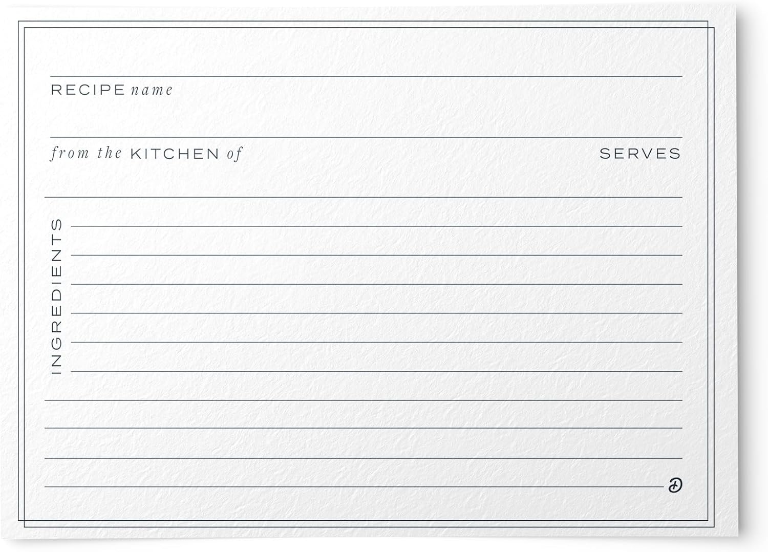 50 Dashleigh Minimal Recipe Cards, 4x6 in. (4x6 inch, 200, Count)