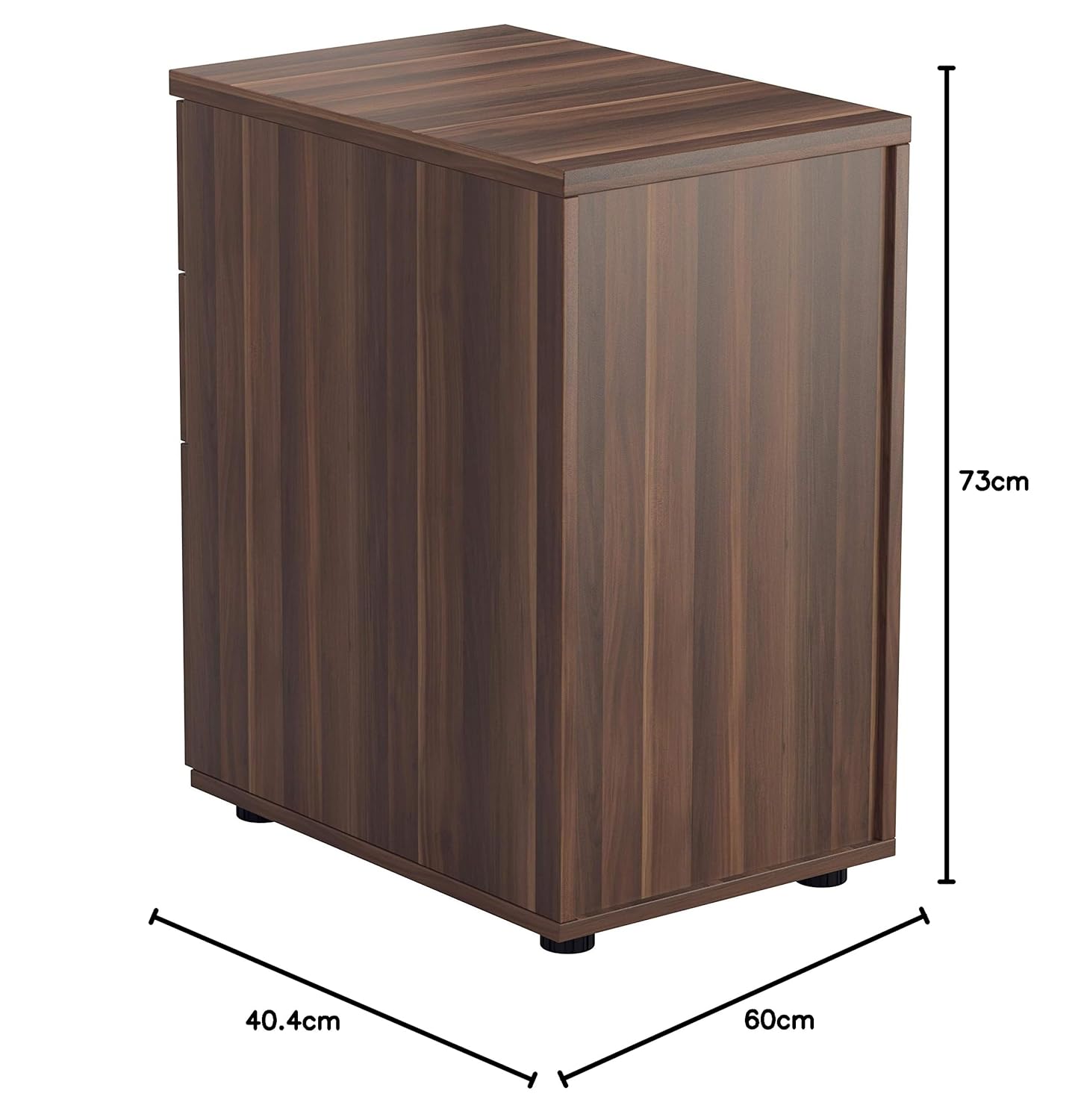 Office Hippo Heavy Duty Pedestal Filing Cabinet, File Cabinet, Office Cabinet, Lockable Filing Cabinet Office Storage, A4/Foolscap - Dark Walnut, 3 Drawer - Image 2