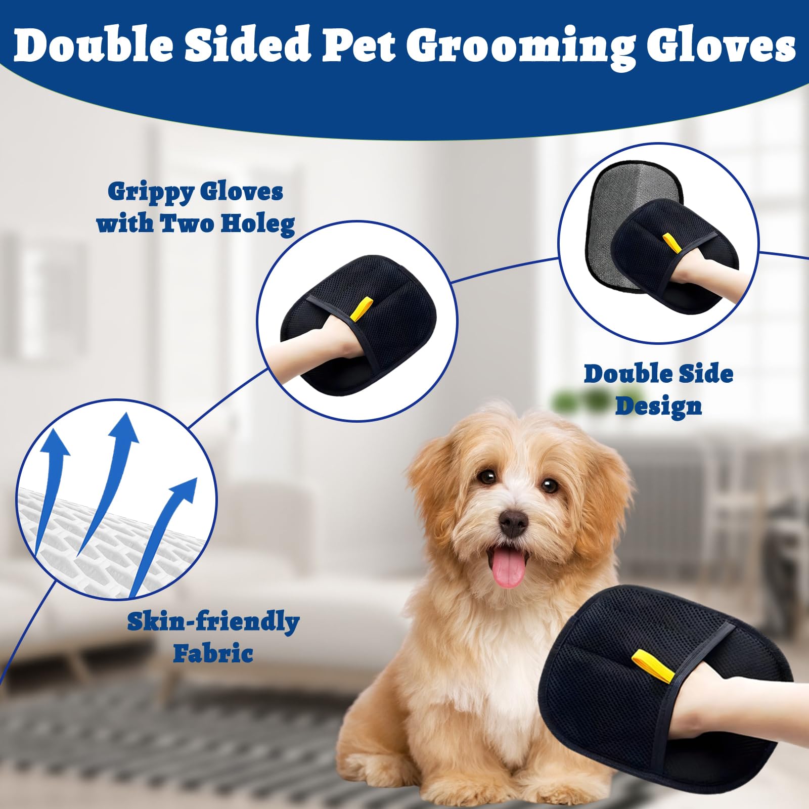 EujRcf 2 Pcs Pet Hair Remover Glove, Static Removal Gloves Pet Hair, Pet Hair Remover Mitt - Image 4