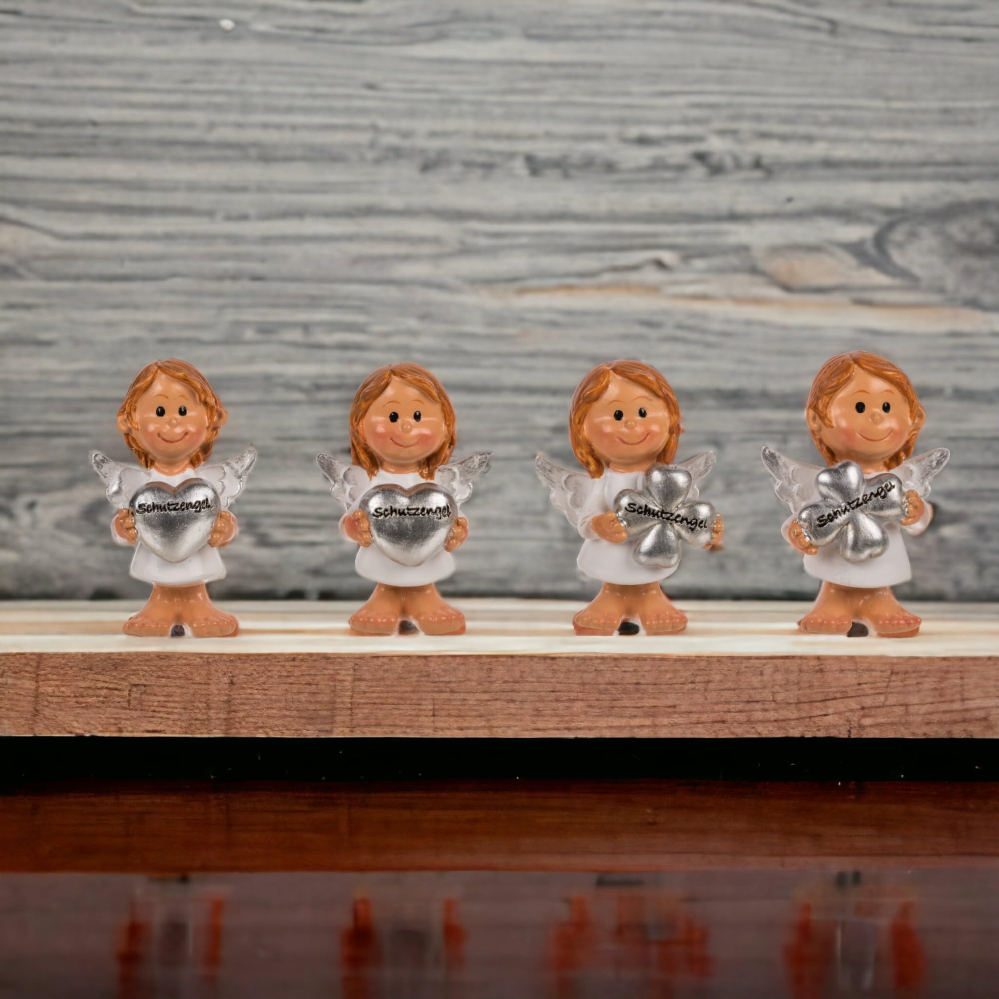 kleine Schutzengel in Tüte Set - 24 Stück himmlische Glücksbringer, farblich Sortiert im Display. Liebenswerte, handbemalte Engelchen im Mini-Format. (weiß-Altsilber)