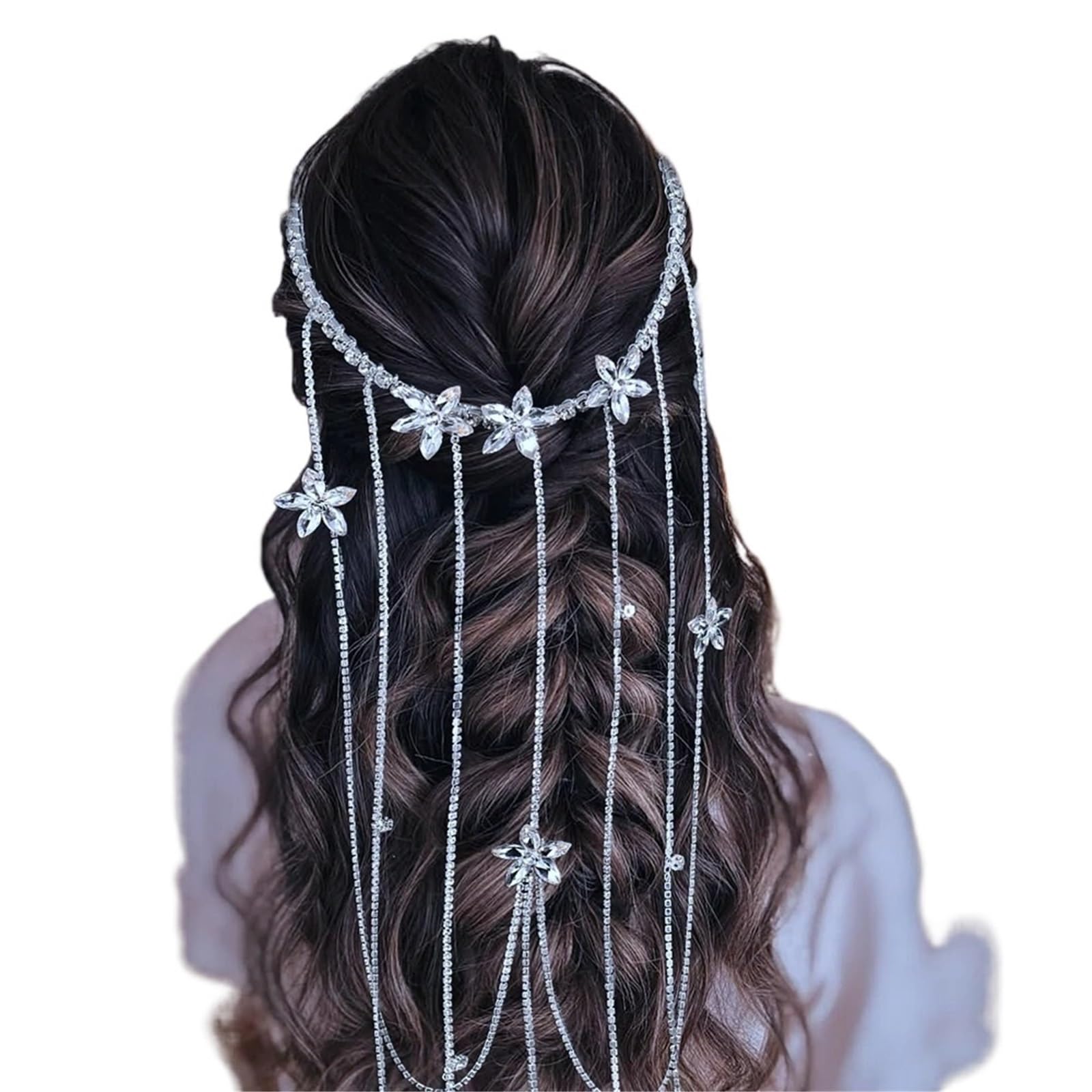 Diadema Bling Rhinestone Cadena Cabello Vine Novia | Tocados de boda Banquete Fiesta Joyería for el cabello