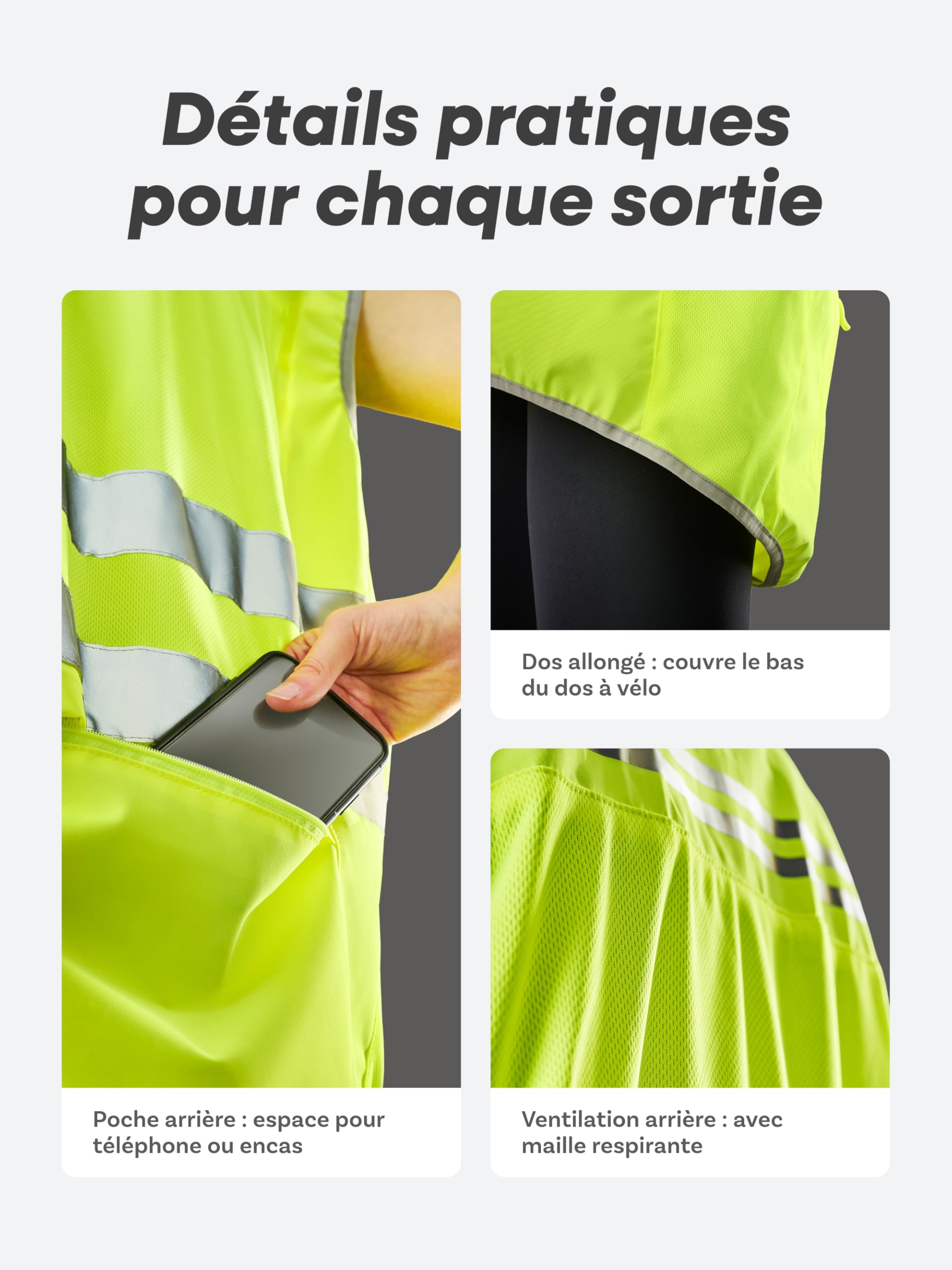 Veste Cyclisme Réfléchissante Hommes Femmes Jaune Fluo Haute Visibilité Respirant Mesh