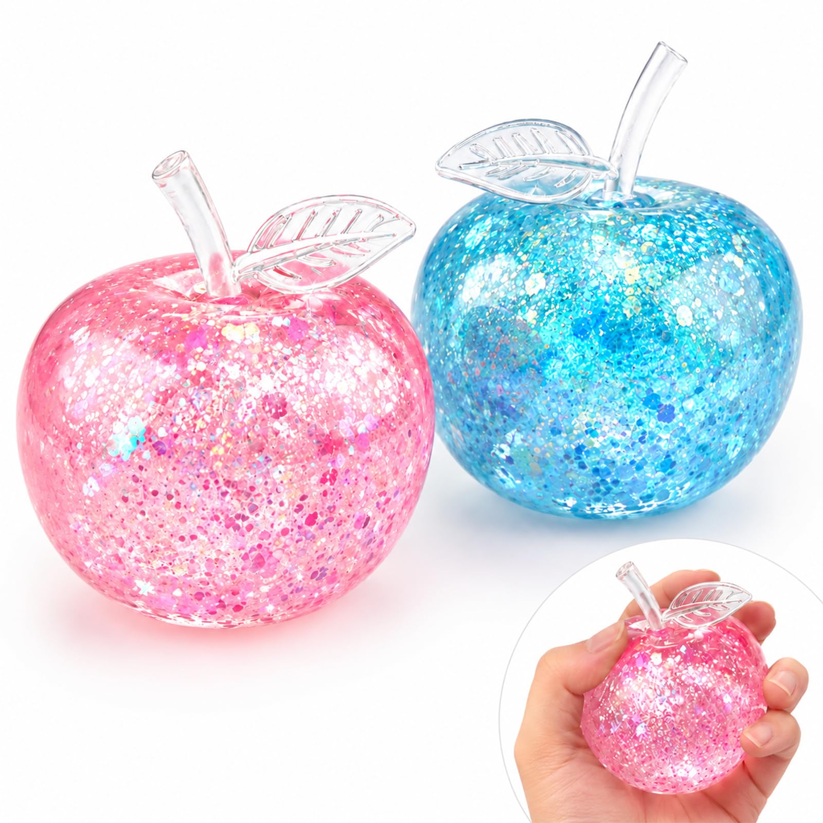 2PCS Apple Squishy, Squishy Apple, Pink and Blue Slushy Squishies Set for Office and Home Use