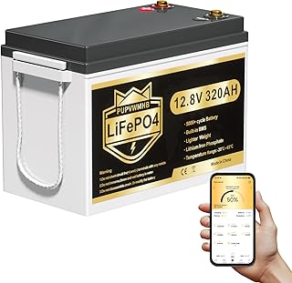 12V 320Ah Lithium LiFePO4 Battery, Built-in Smart 200A BMS, Up to 15000 Cycles, 4096Wh-Higher Energy Density, Perfect for Solar Energy Storage, Backup Power, RV, Camping, Off-Grid System