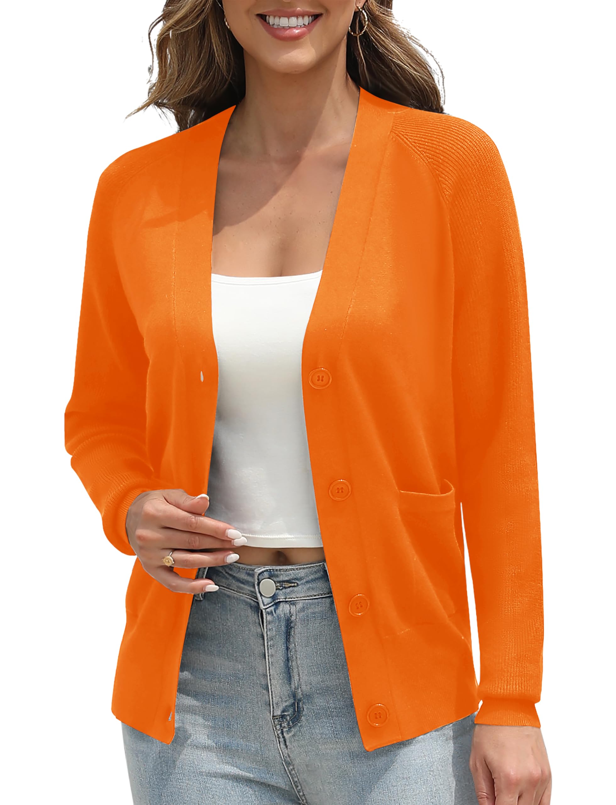 Urban CoCo Women's Classic Open Front Cardigan Sweaters Long Sleeve Button Down Knit Sweater