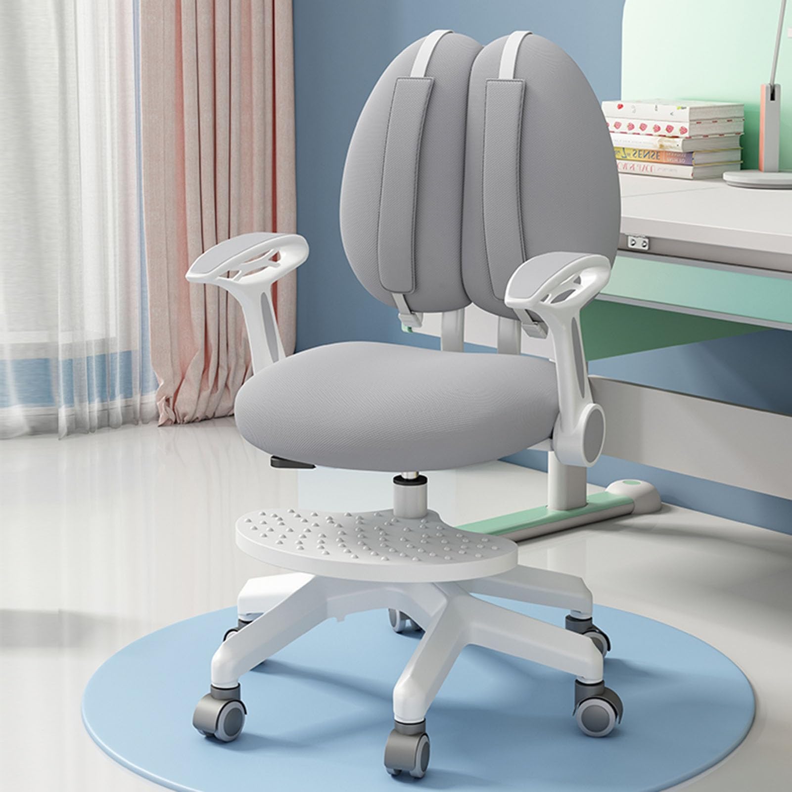 Krzesło Biurowe Dla Dzieci/krzesło Do Nauki Komputera Z Regulowanymi Podłokietnikami I Podnóżkiem, Ergonomiczne Krzesło Zadaniowe Dla Dzieci, Odpowiednie Dla Dzieci W Wieku 3-18 Lat, Do Szkoły W Sypia