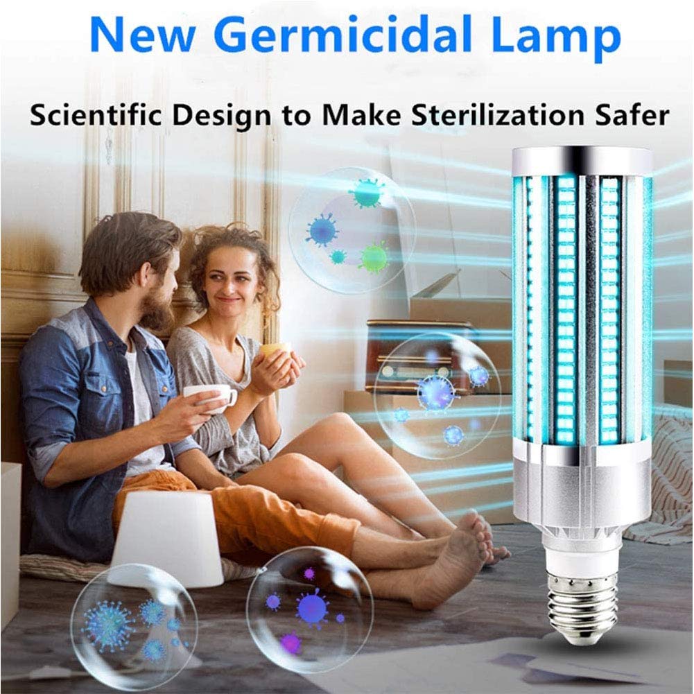 Lámpara LED germicida,E27/E26 Base Led Bombilla de maíz, Lámpara de desinfección con Bombilla de Tubo de luz Ultravioleta UV para el hogar, restaurantes, escuelas, 60W,UV Light+Remote Control,2