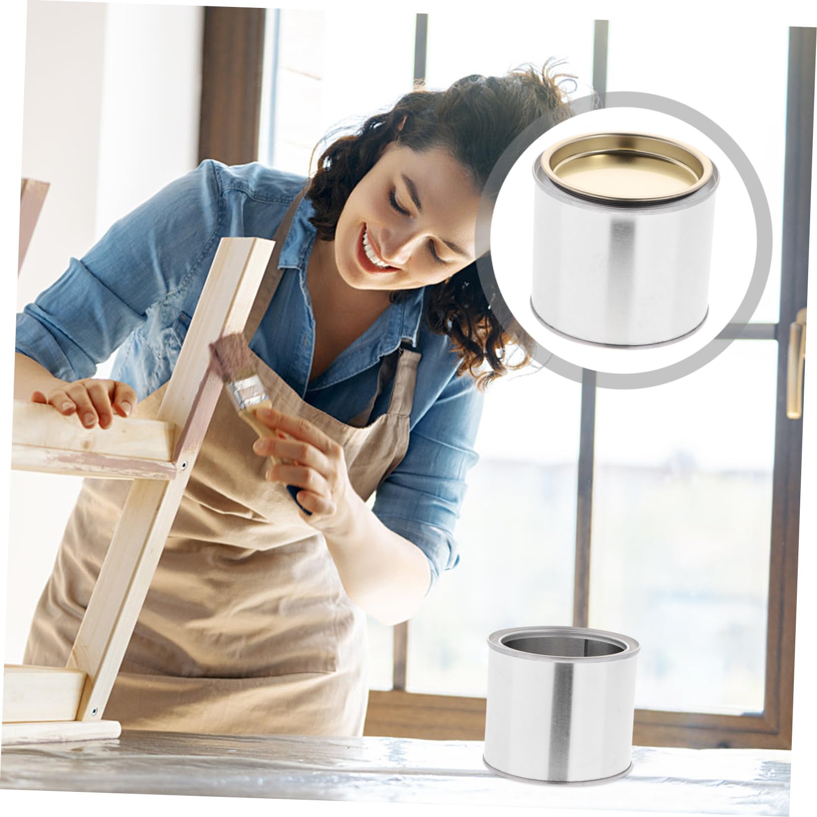 LOLIPPYY Lata De Pintura Metálica Redonda Para Mezclar, 0,3l, 8 Unidades, Color Tapa Aleatorio, Material Hierro, Almacenamiento De Tinta y Pintura, Uso Hogar y Fábrica, Manualidades