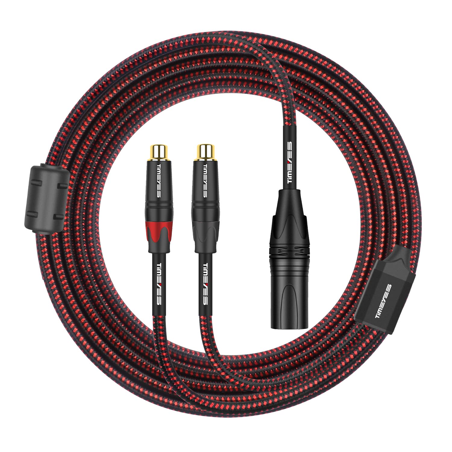 Dual RCA to XLR Y Cable - 6FT 3 Pin XLR Male to 2 x RCA Female Plug Y Splitter Adapter Cable - RCA to XLR Unbalanced Interconnect Cord - XLR to Double RCA Extender Breakout Audio Cable(2M)