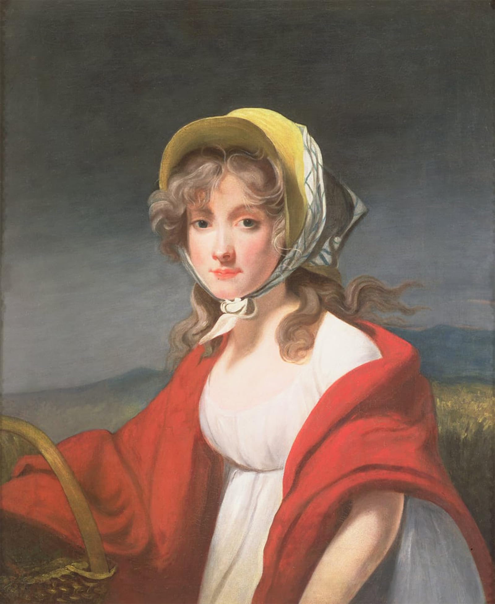 ARTXLXXBN Famous Art Print Poster Vintage Wall Art Portrait of a Girl Wearing a Red Shawl by Richard Westall Canvas Art Poster for Home Decor 60x90cm