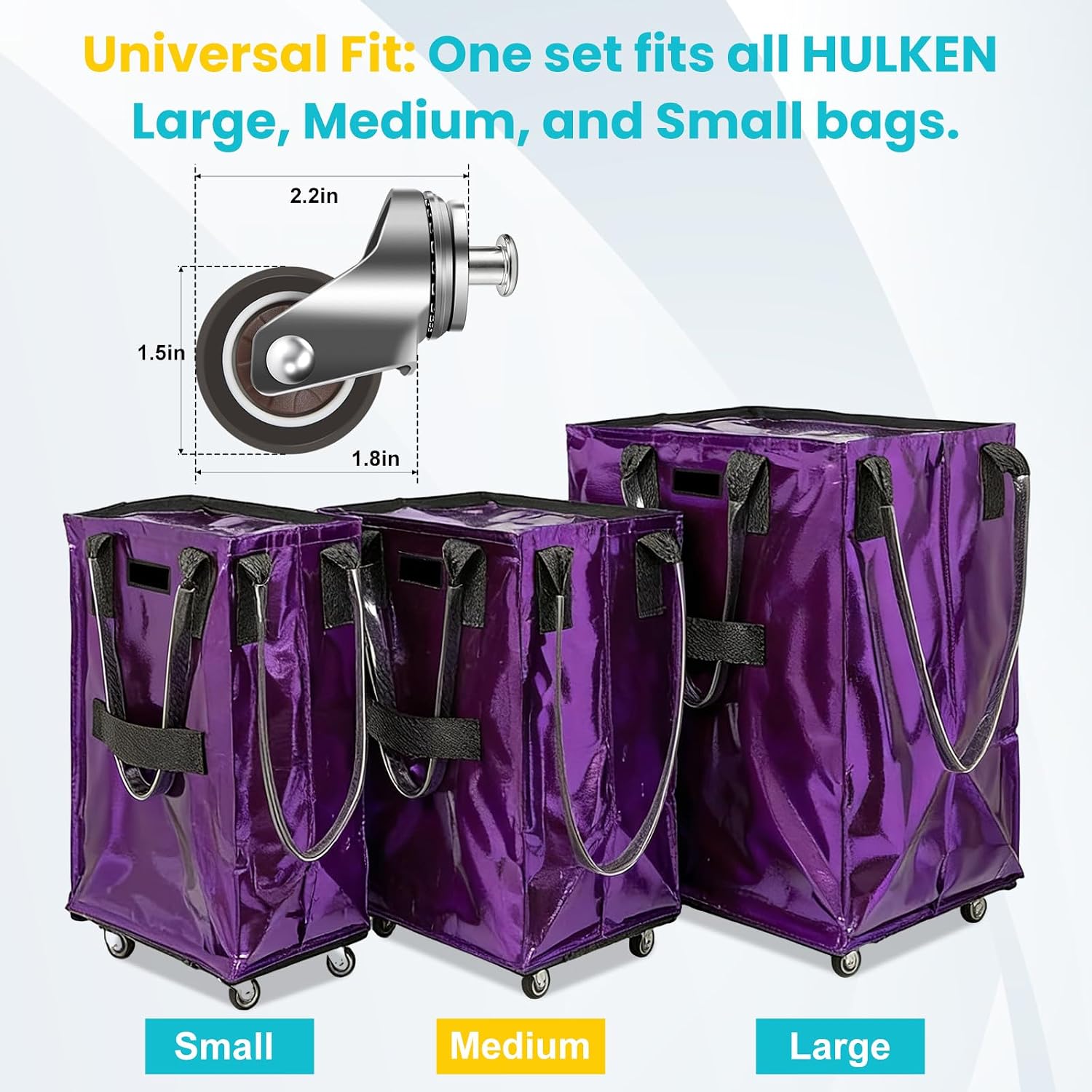 1.5 Inch Heavy Duty Replacement Wheels for HULKEN Bag with Wheels - Compatible with HULKEN Large, Medium, Small Bag - Reinforced Rolling Tote Bag Repair Kit (Set of 5)