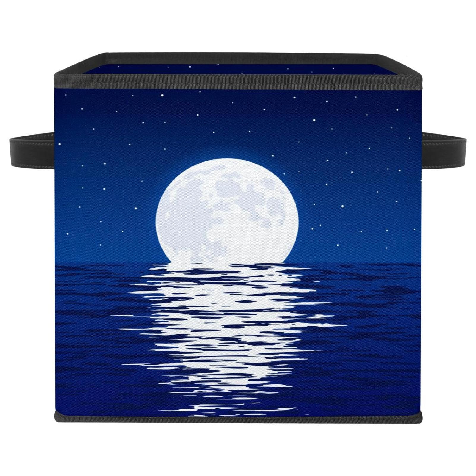 Boîte de rangement enfant motif lune de mer, bac pliable en tissu pour chambre et salle de jeu