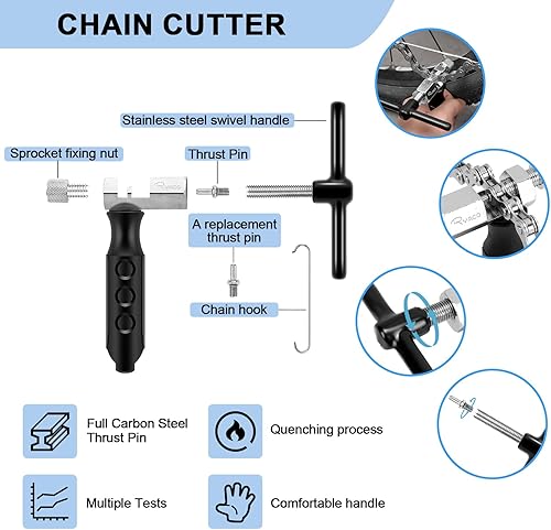 Miniatura 3 de Ryaco Juego de herramientas de cadena de bicicleta de 12 piezas (2025News) 3 piezas de cepillo de limpieza de bicicleta, alicates de eslabones de